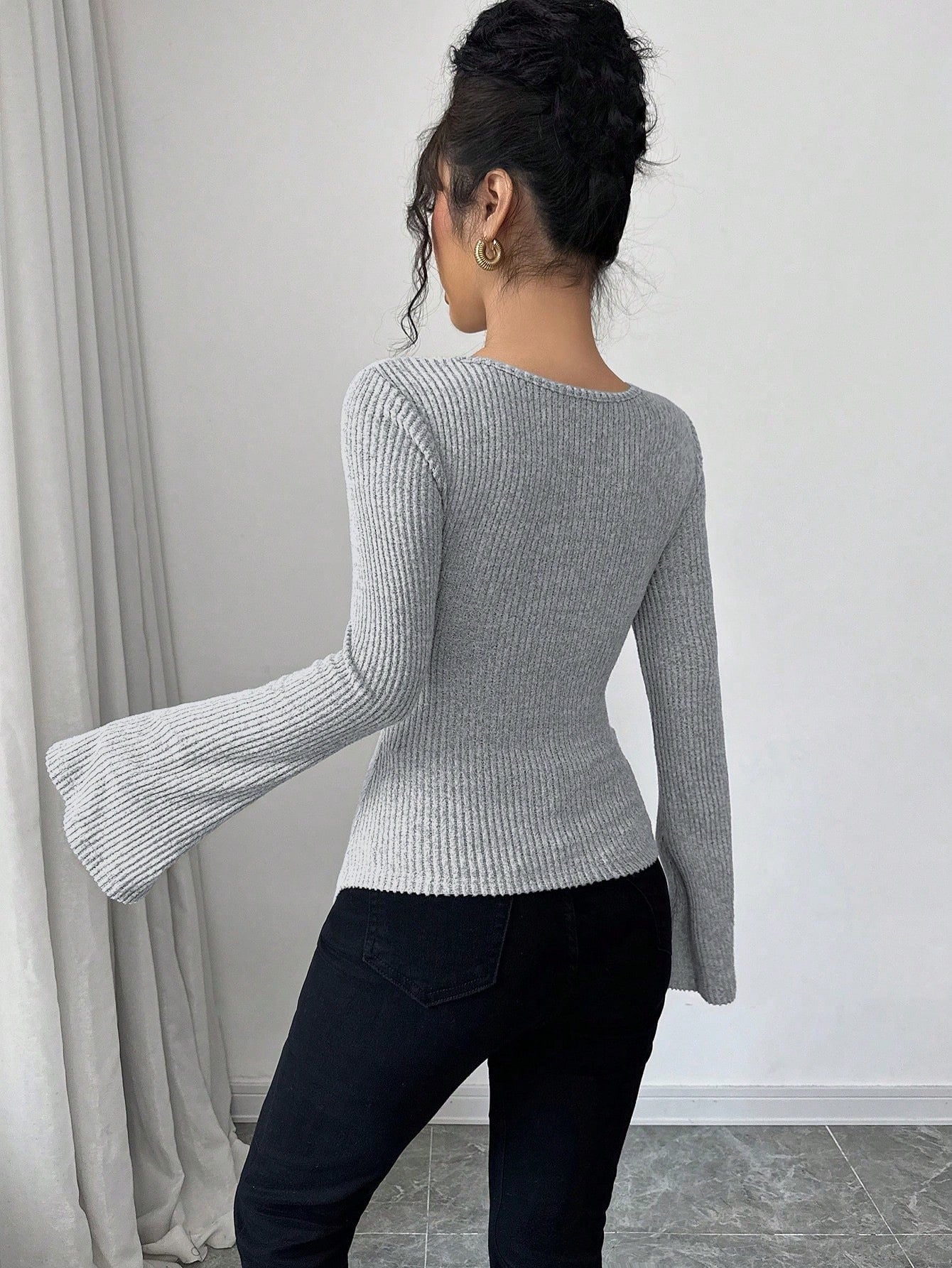 Autumn Winter Women Clothing Ribbing Bottoming Sweater off the Shoulder Slim Knitted Long Sleeved Top Office