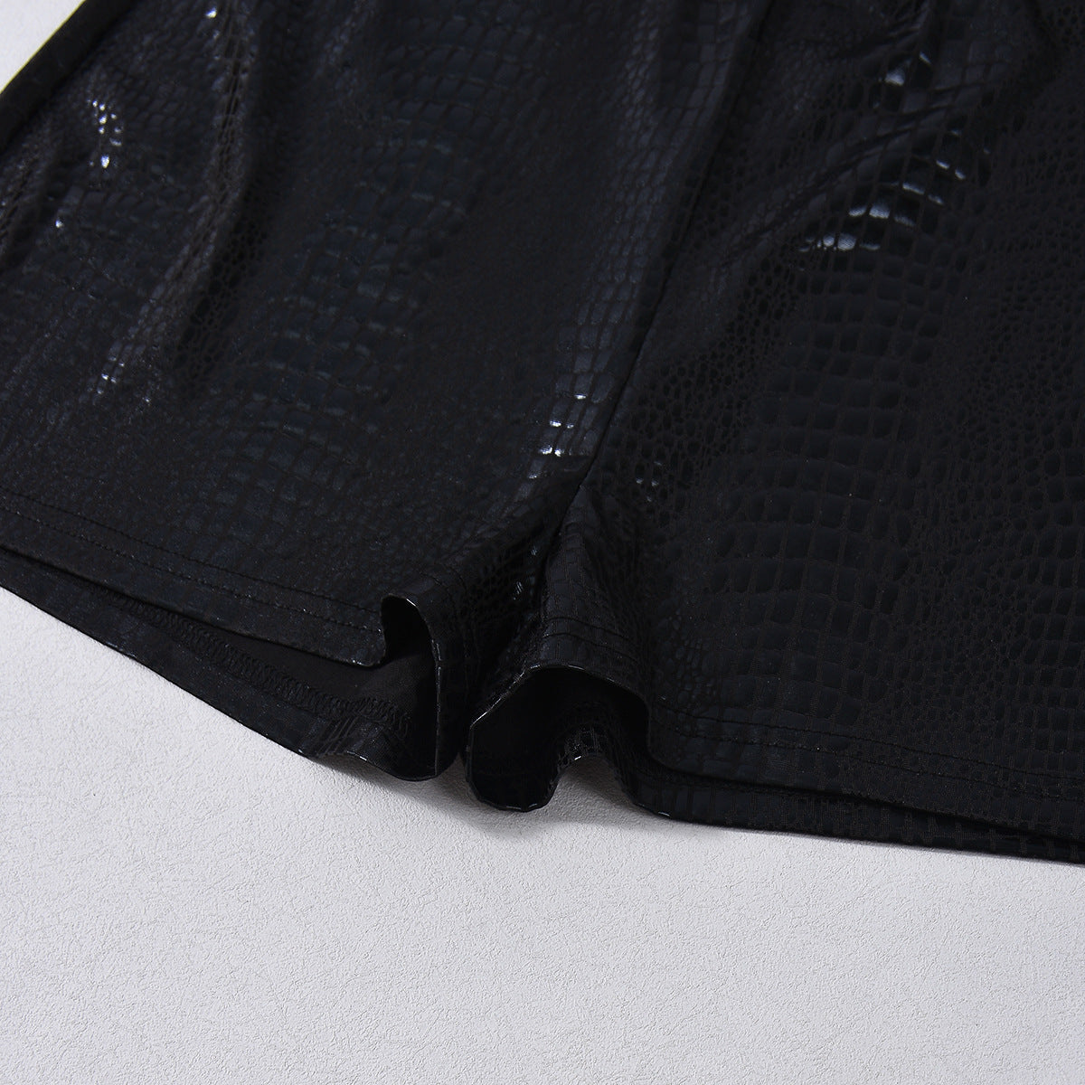Sexy Faux Leather Coating Halter Backless Sexy Cutout Tight Jumpsuit Women