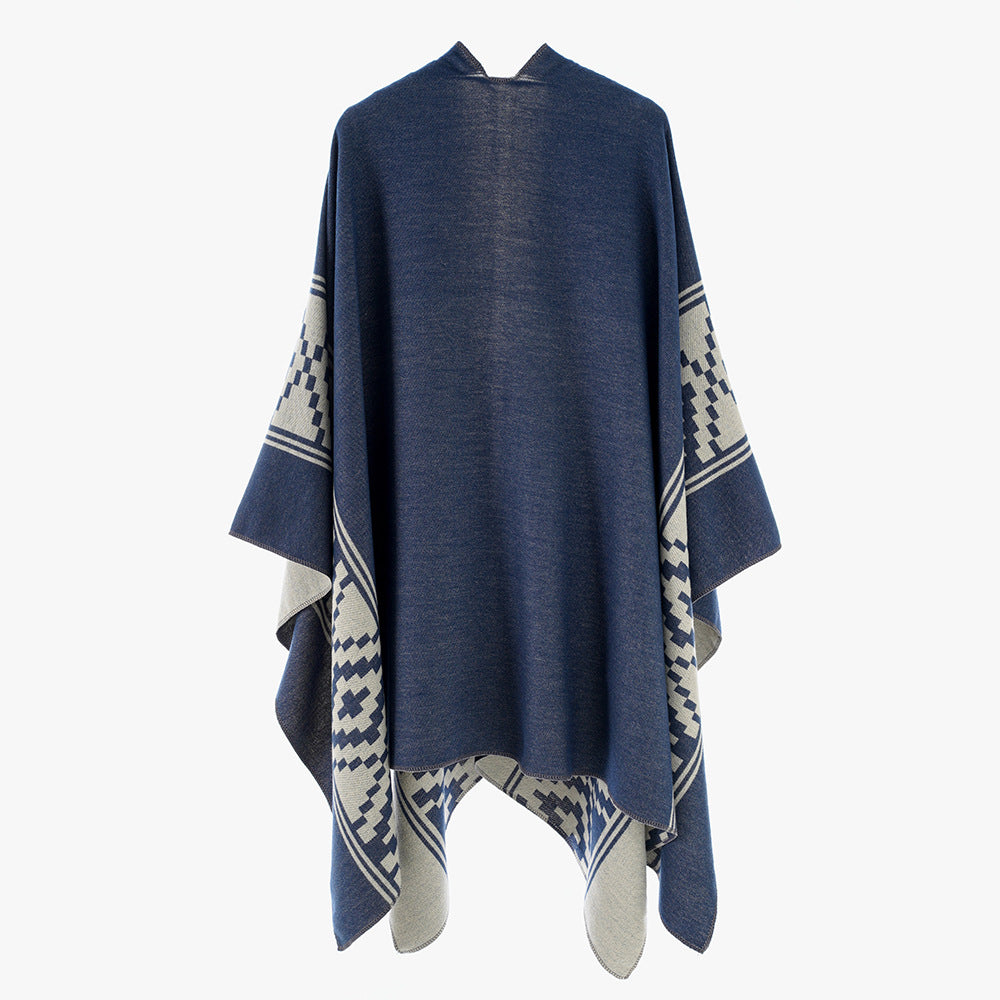 Women Shawl Simple High Quality Jacquard plus Bar Split Talma Catwalk Show Outwear