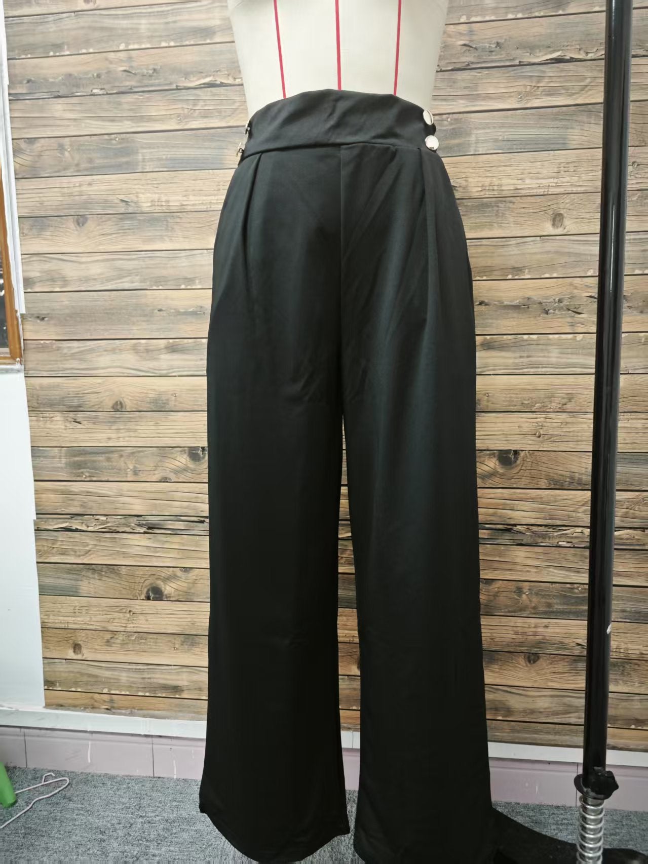 Draping Mop Casual Pants High Waist Trousers Loose Straight Women Special Interest Design Solid Color