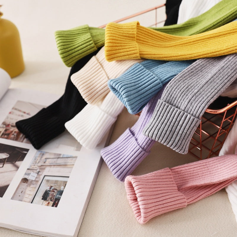 Knitted Bottoming Solid Color Slim Fit Top Long Sleeve Polo Collar Women Short Sweater Autumn Winter Cardigan
