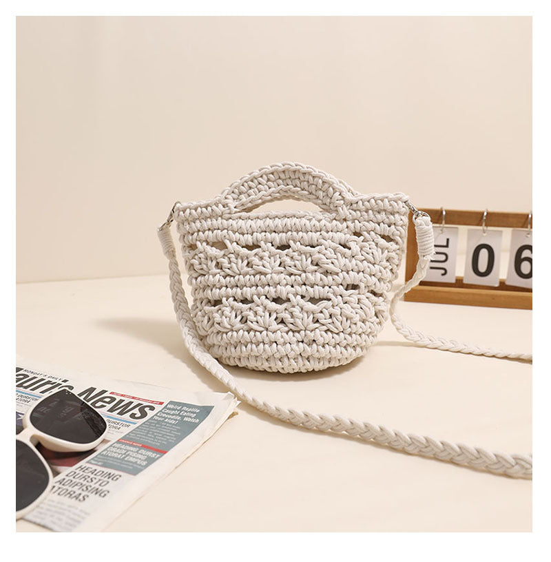 Crossbody Cotton Thread Woven Bag All Matching Hollow Out Cutout Straw Bag Vacation Beach Bag Partysu Women Bag