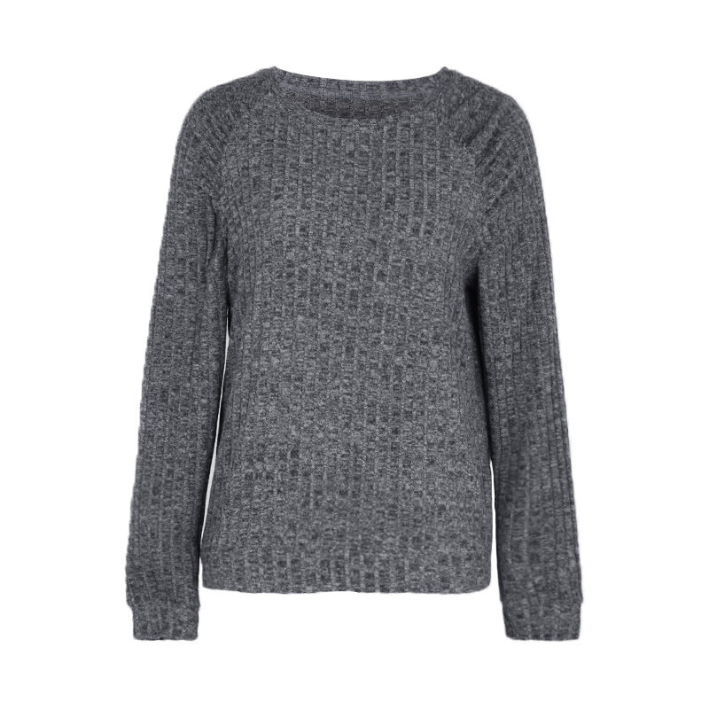 Fall Women Clothing Long Sleeve Solid Color Knitted Top