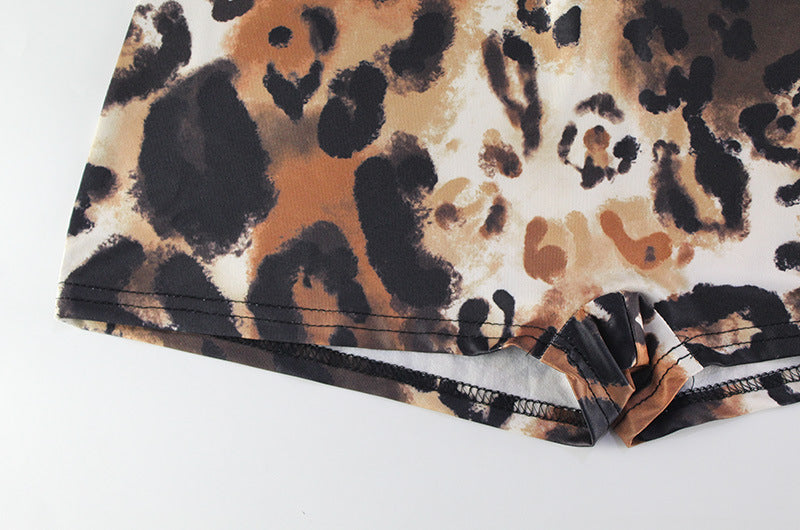 Women Long Sleeve Padded Shoulder Sexy Leopard Print Slim Fit Bodysuit Women