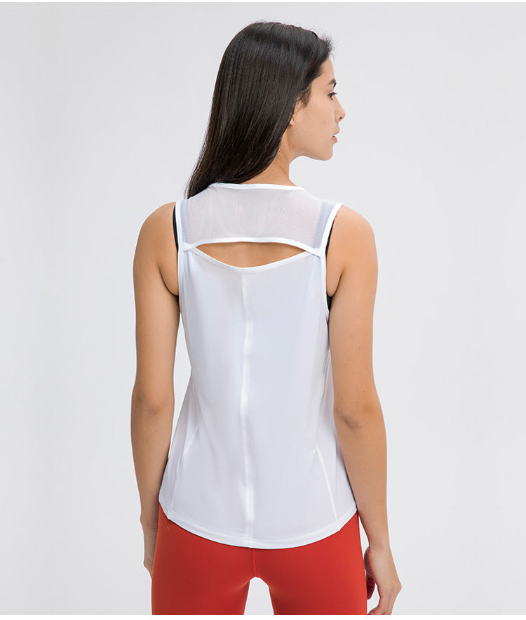 Spring Summer Back Hollow Out Cutout Sports Sleeveless T shirt Light Breathable Cooldry Workout Top