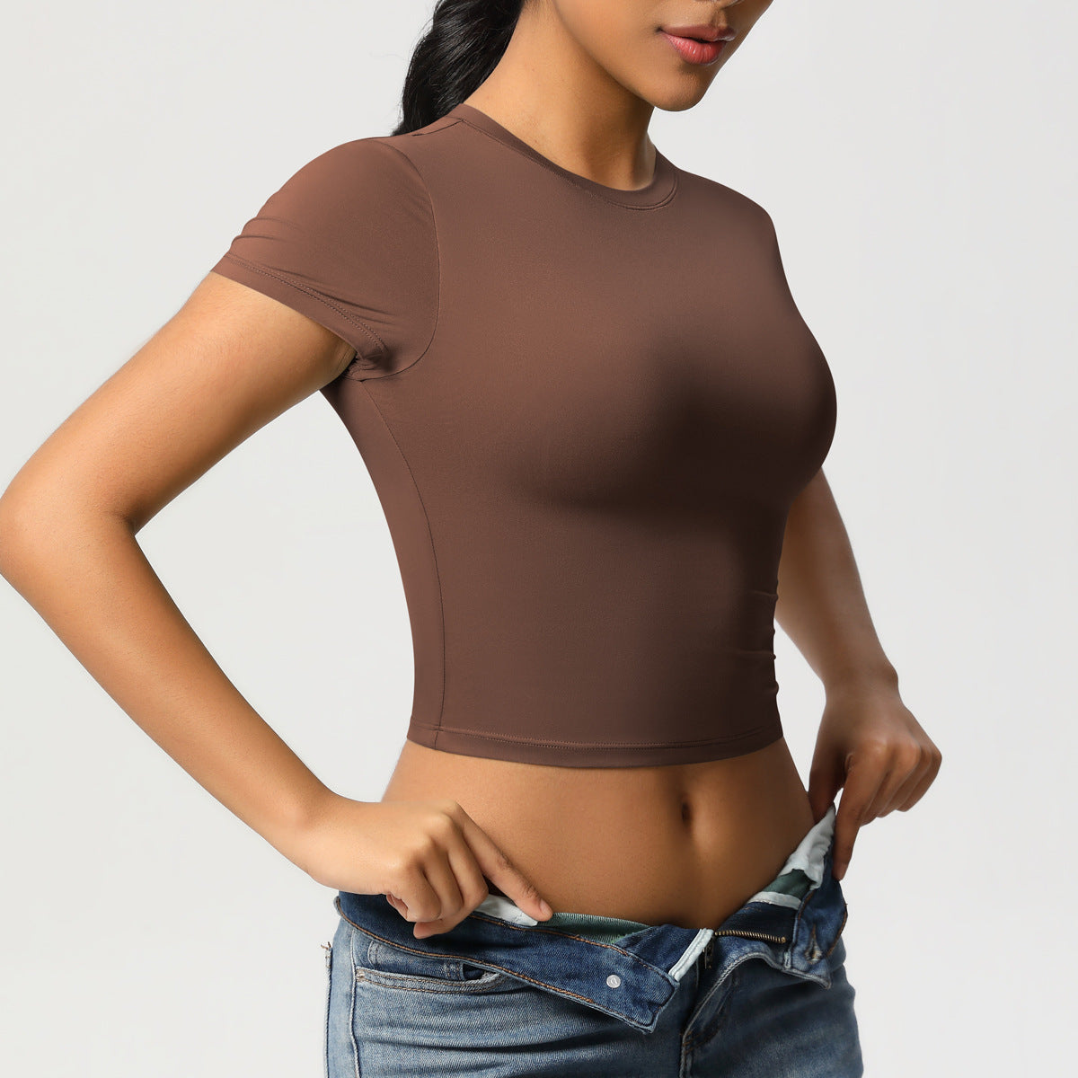 Casual Tight Quick Drying Workout Top Yoga Clothes Running Pilates Sports T shirt Short Sleeve