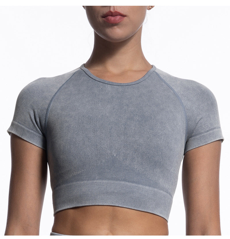 Fitness Clothes Women Autumn Winter Seamless Stone Washed Yoga Clothes Sports Bra Running Trousers Five Pieces Yoga Suit