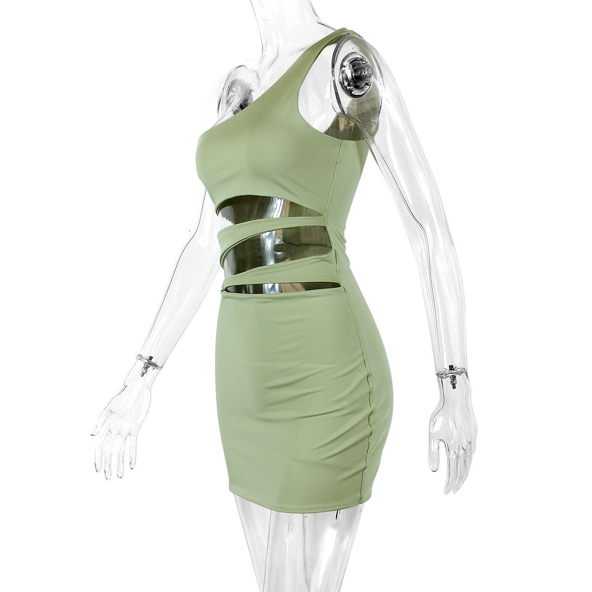 Women Clothing Summer Sexy One Shoulder Hollow Out Cutout Sheath Dress