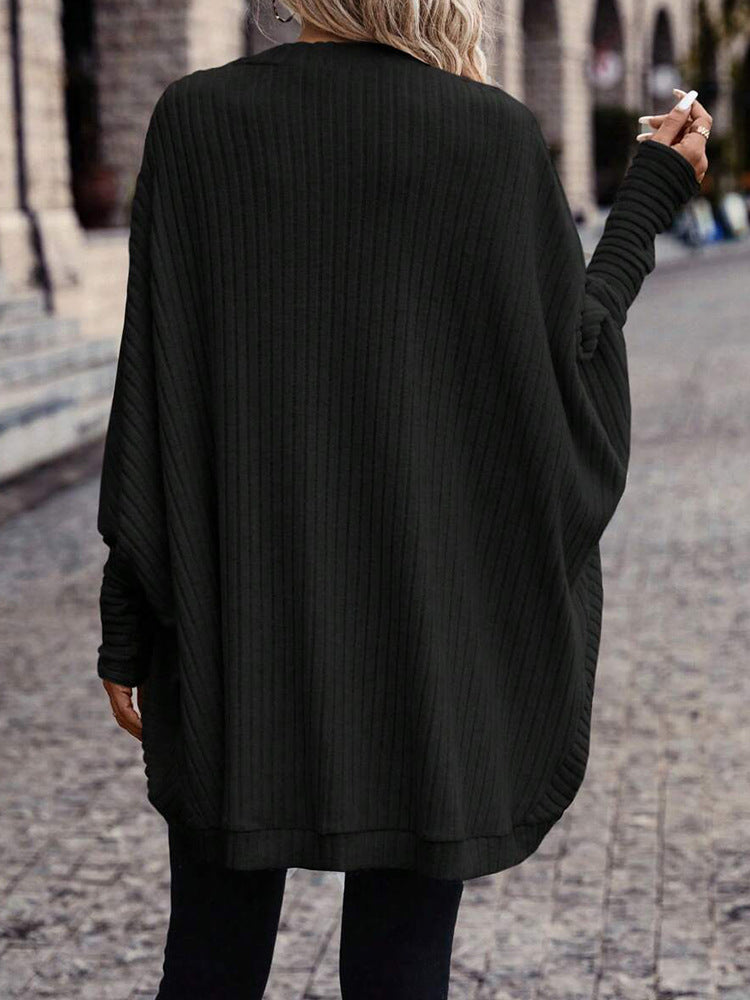 Cardigan Coat Women Autumn Winter Solid Color V neck Loose Knitted Sweater