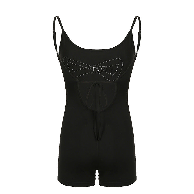 Teenage Casual Three Dimensional Bow Ribbon Stitching Dress Slim Fit Hip Spaghetti Straps Shorts