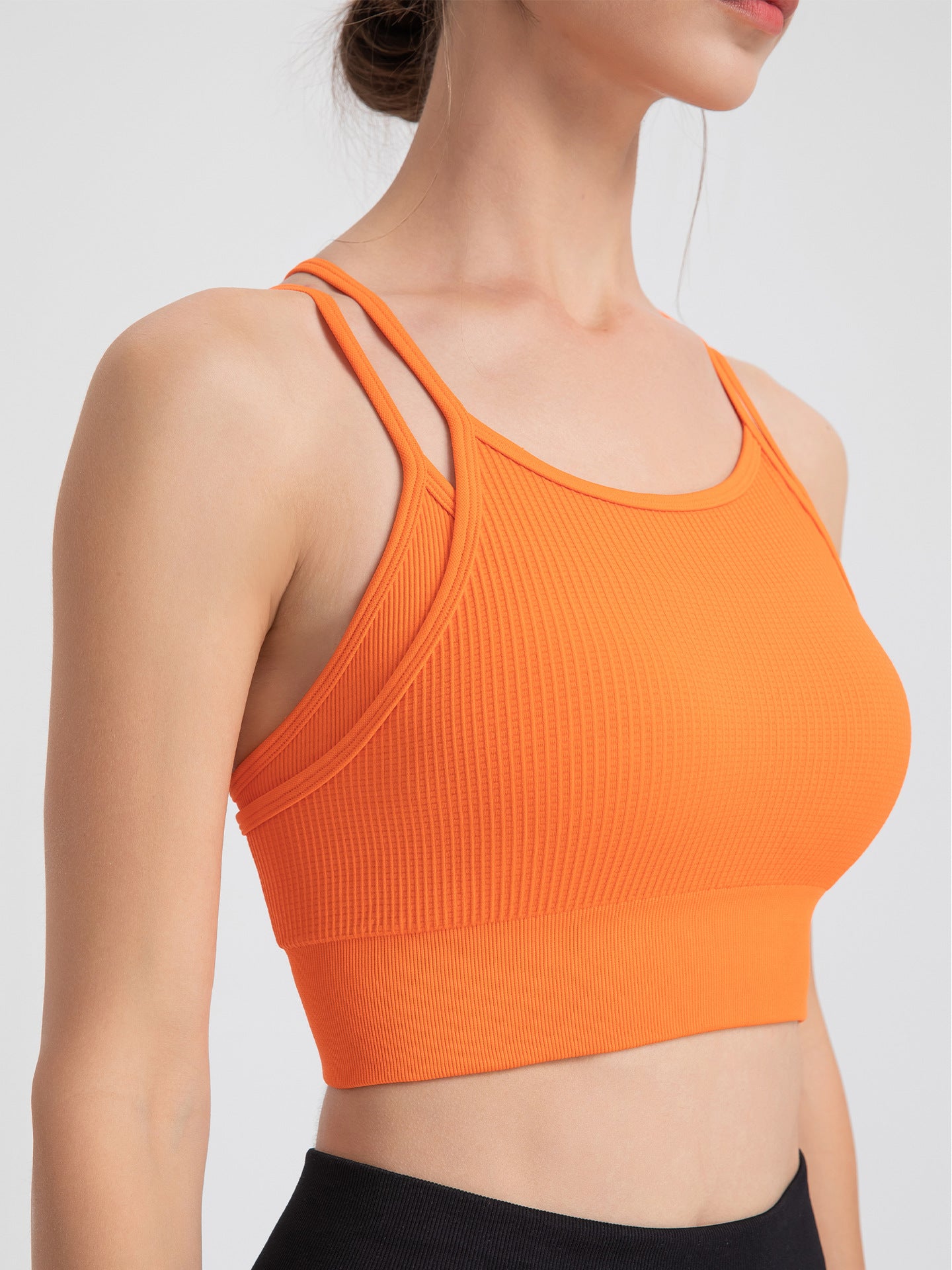 Sports Underwear Women Spaghetti Strap Beauty Back Faux Two Piece Sports Underwear Yoga Workout Clothes Bra Vest