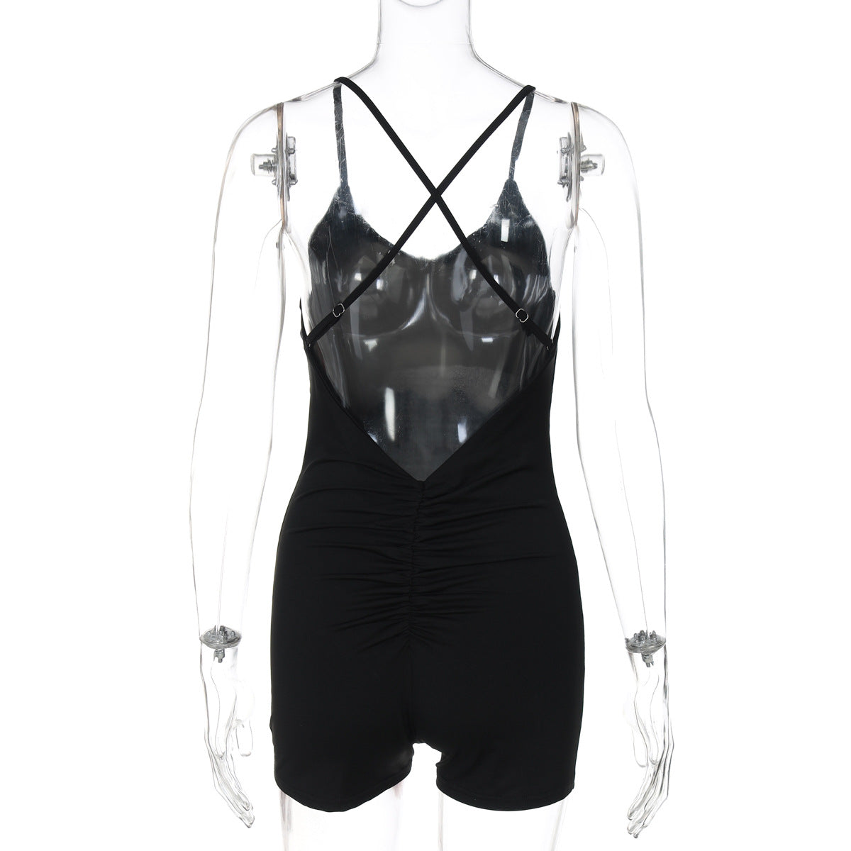 Women Clothing Summer Solid Color Sling Backless Fitness Yoga Tight Jumpsuit