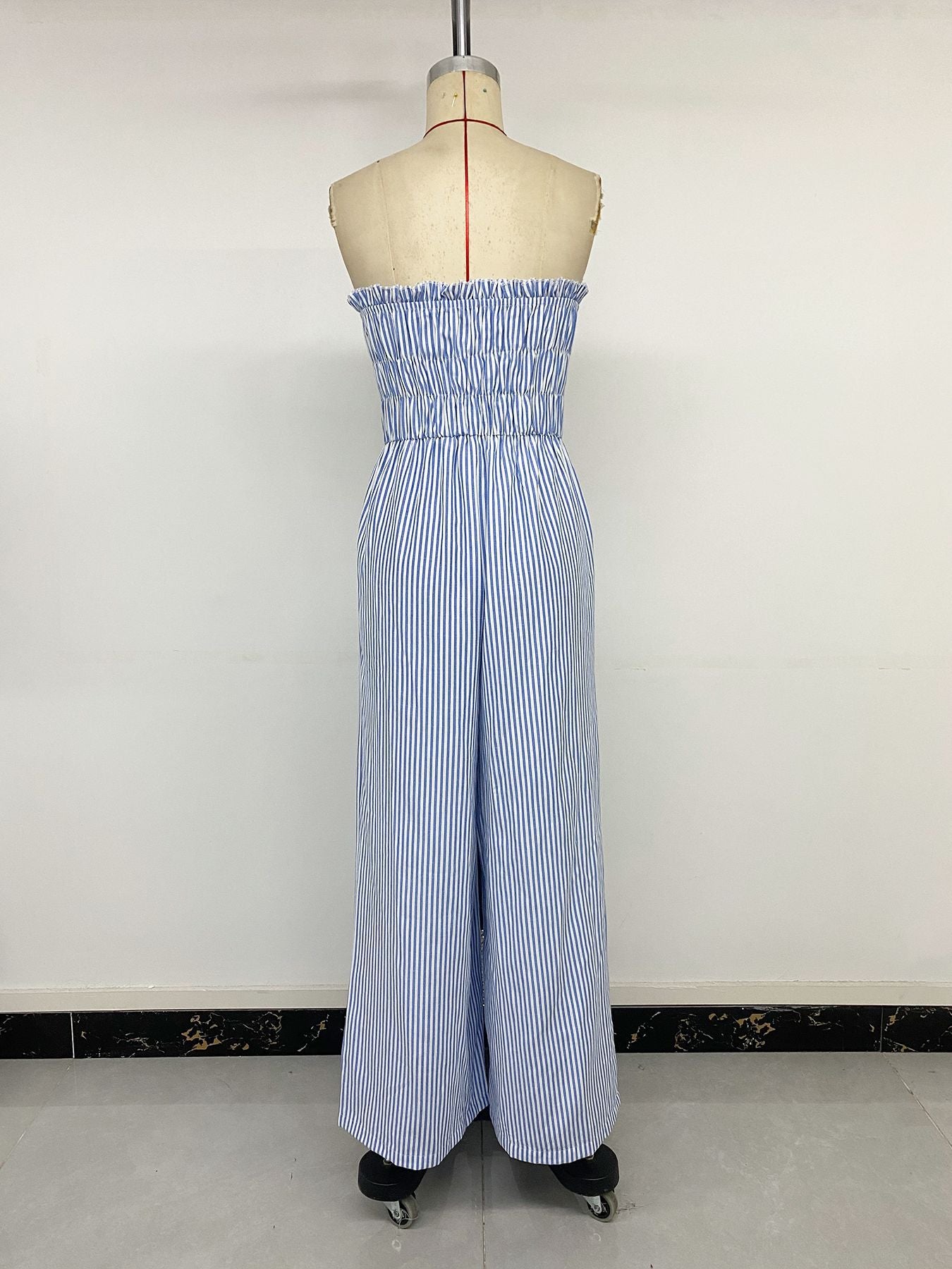 Fresh Vacation Striped Tube Top Lace up Cutout Jumpsuit
