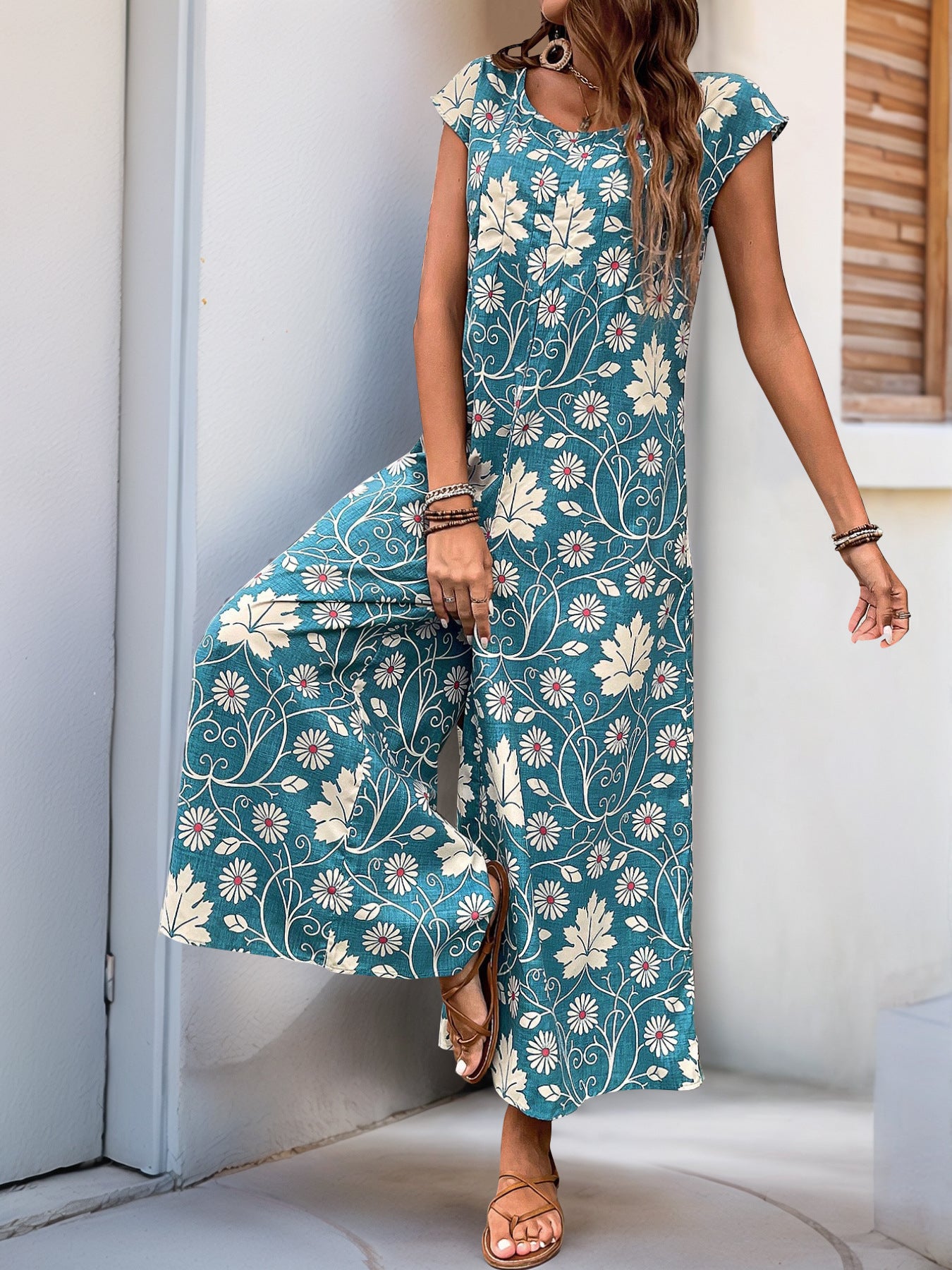 Summer Jumpsuit Printed Wide Leg Jumpsuit