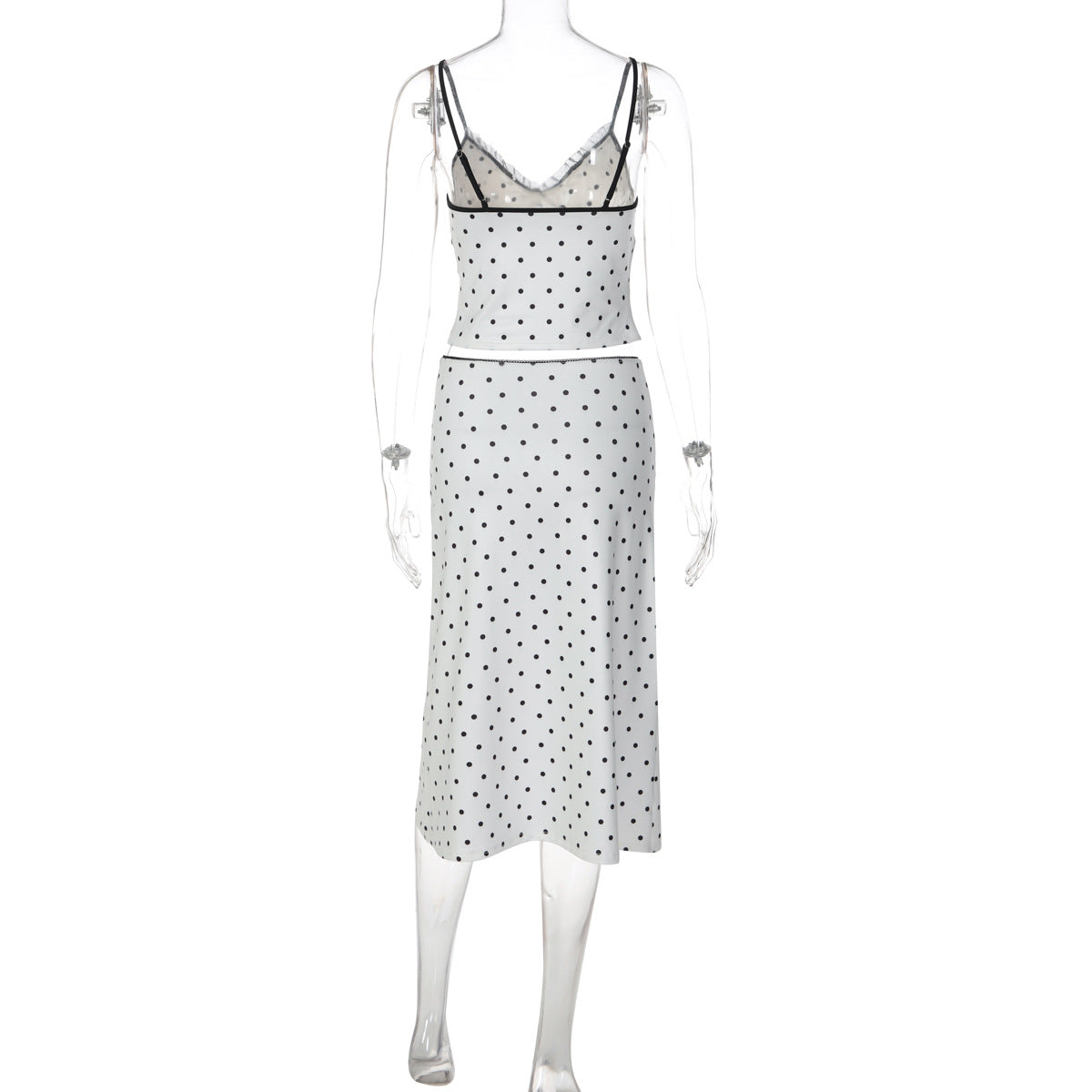 Women Clothing Winter Polka Dot Sexy Sling Slim Skirt Two Piece Set