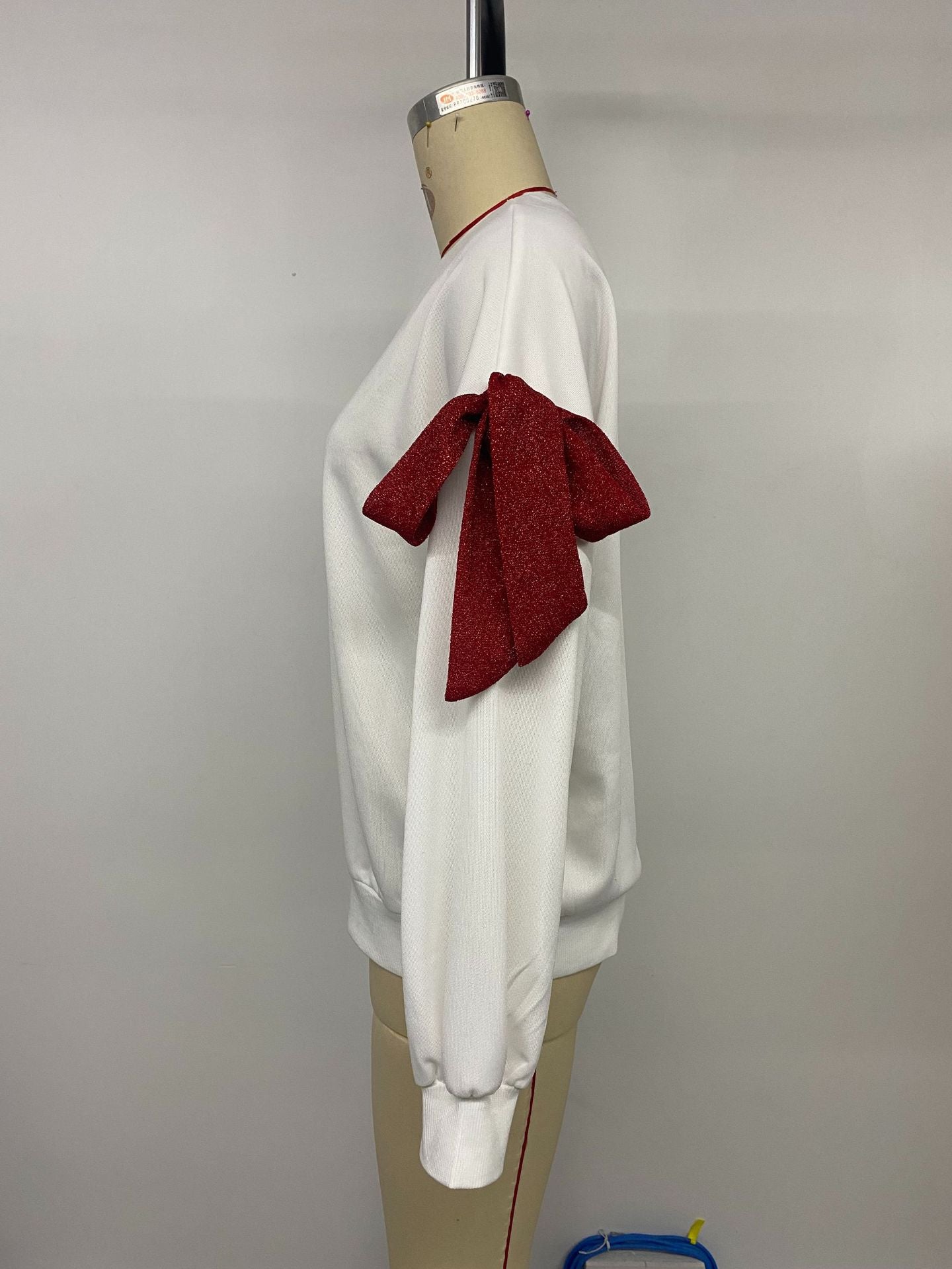 Dating Party Casual Sweet Bow Decoration Long Sleeve White Hoodie