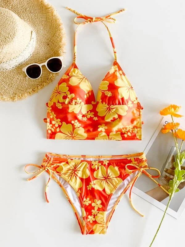 Swimsuit Lady Sexy Printed High Waist Bikini Split Swimsuit Bikini