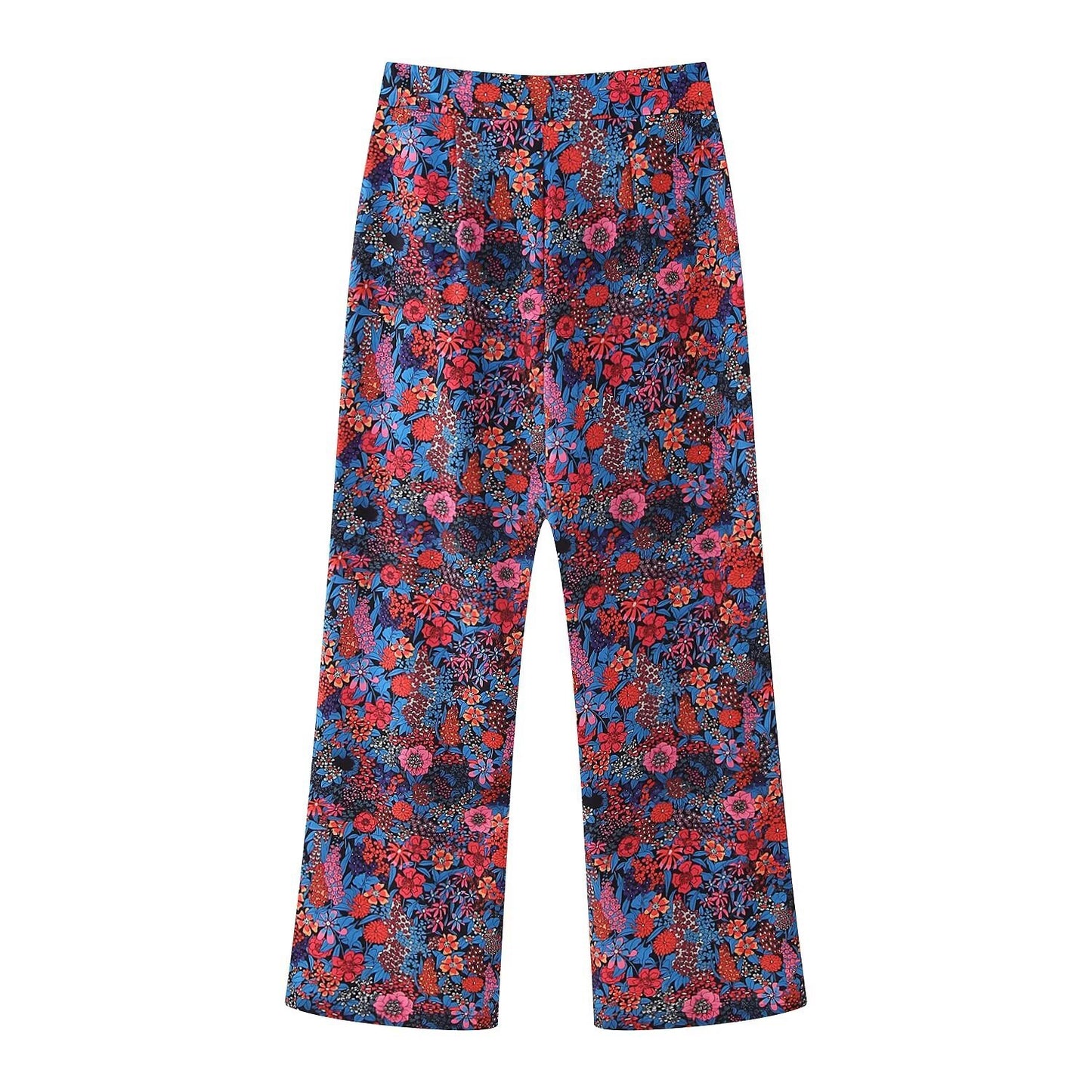 Women Clothing Pastoral Sets Bow Tie Shoulder Floral Puff Sleeve Top Trousers