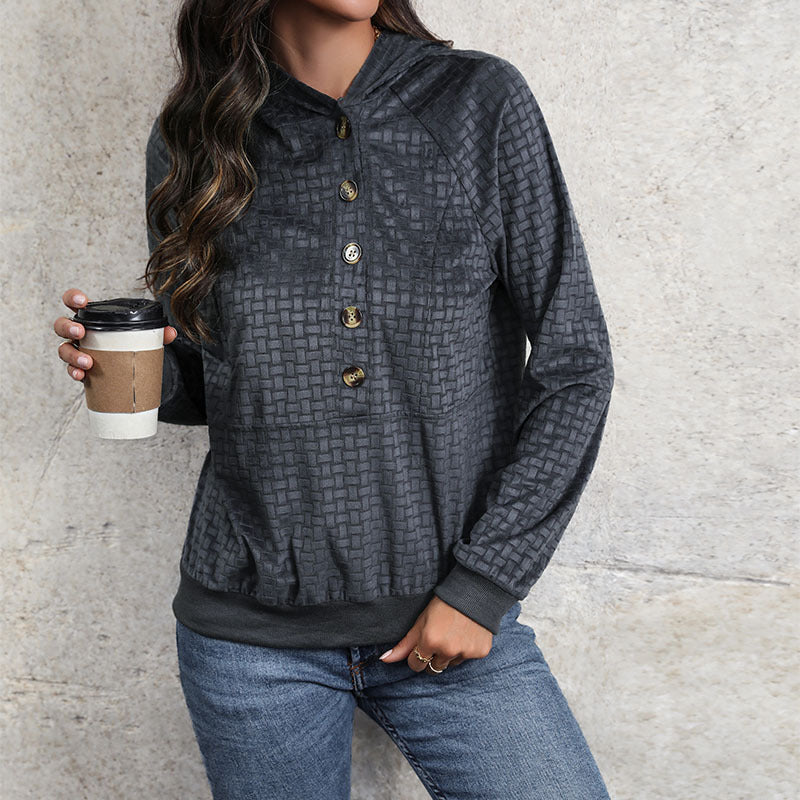 Autumn Women Clothing Texture Hooded Sweatshirt for Women