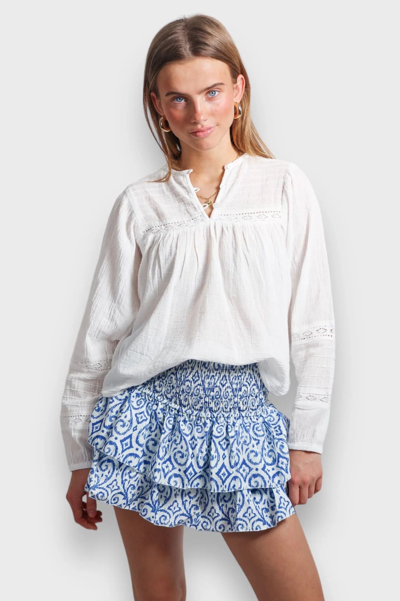 Spring Summer Women Clothing Retro Personalized Printing Splicing Skirt
