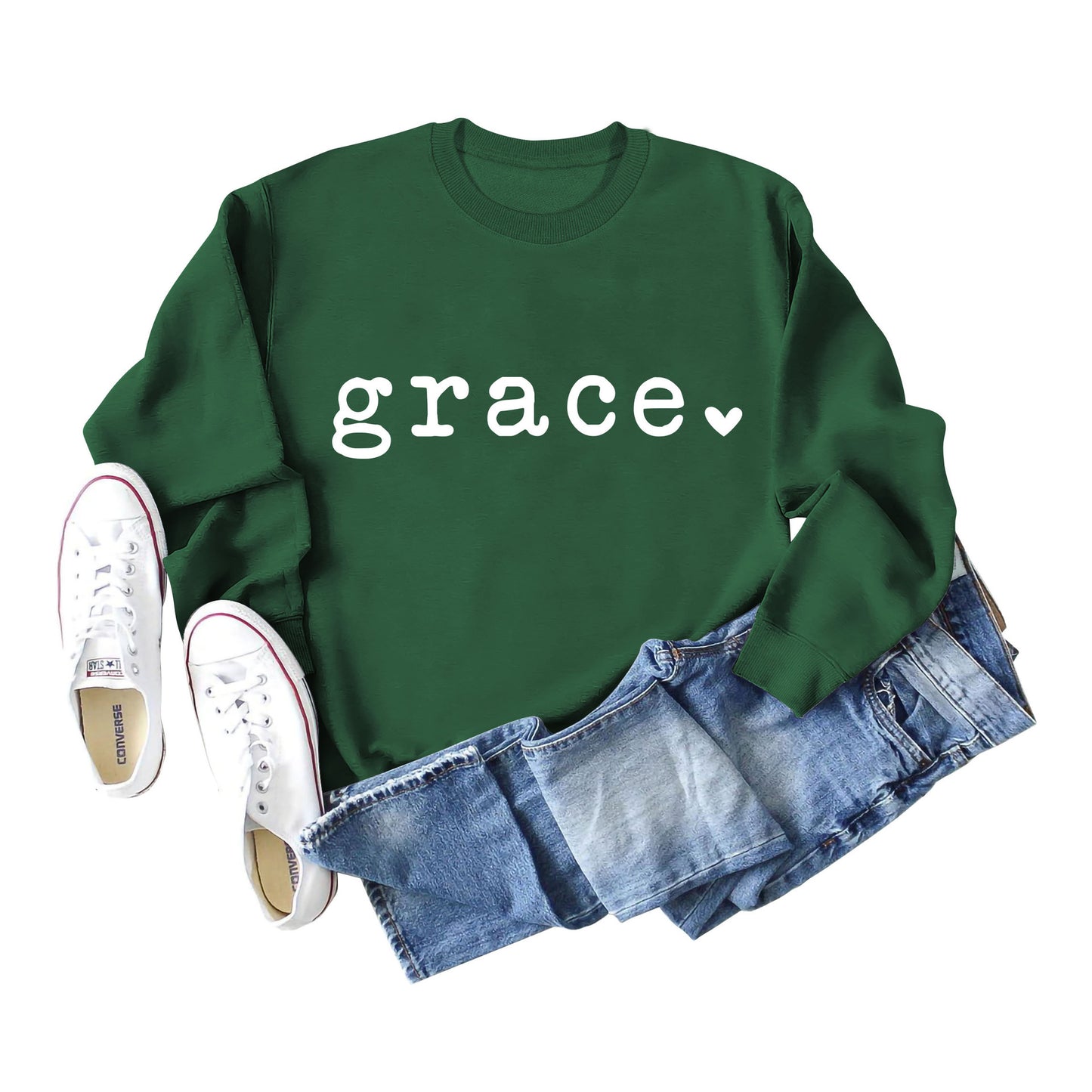 Dark Green White Sweatshirt Font