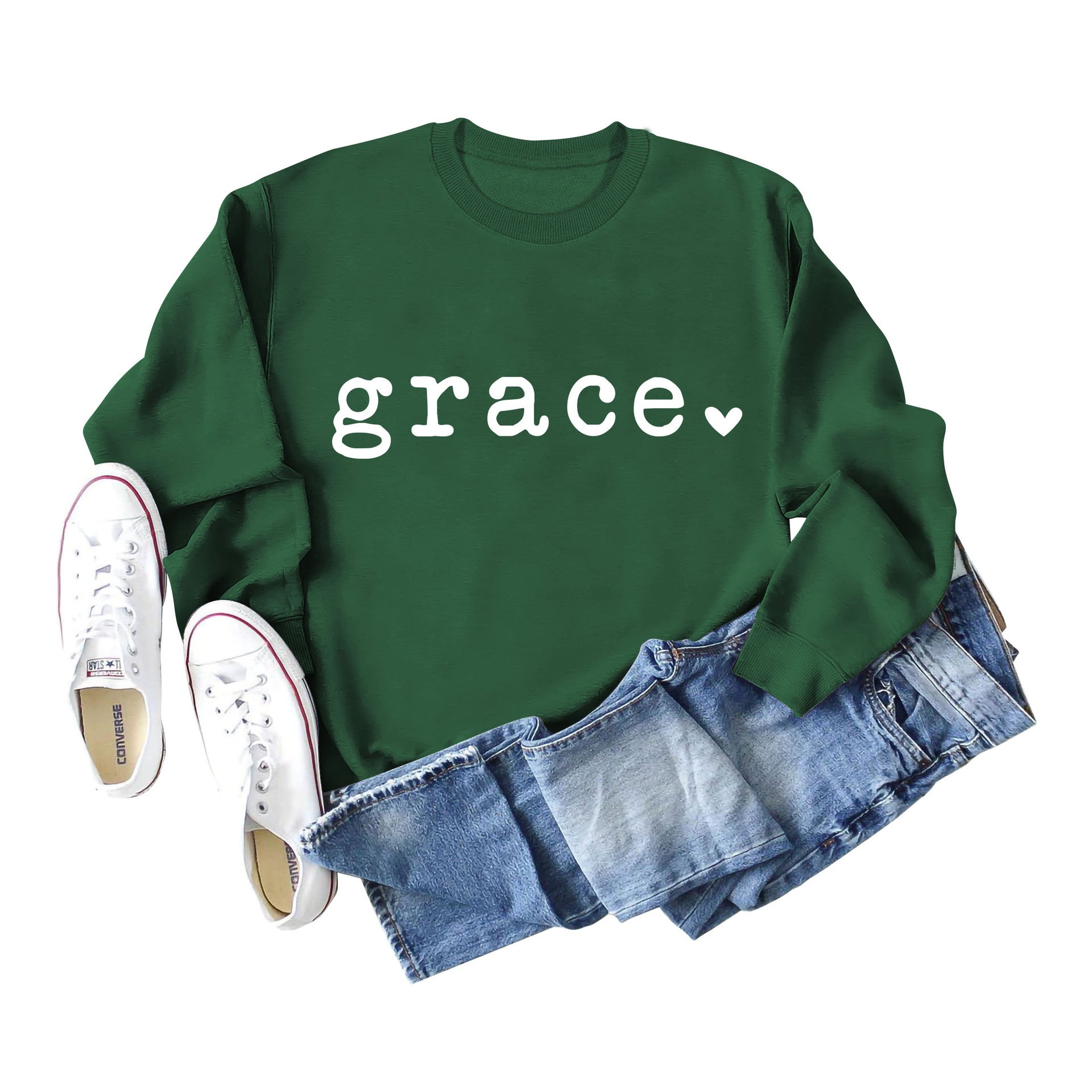 Dark Green White Sweatshirt Font