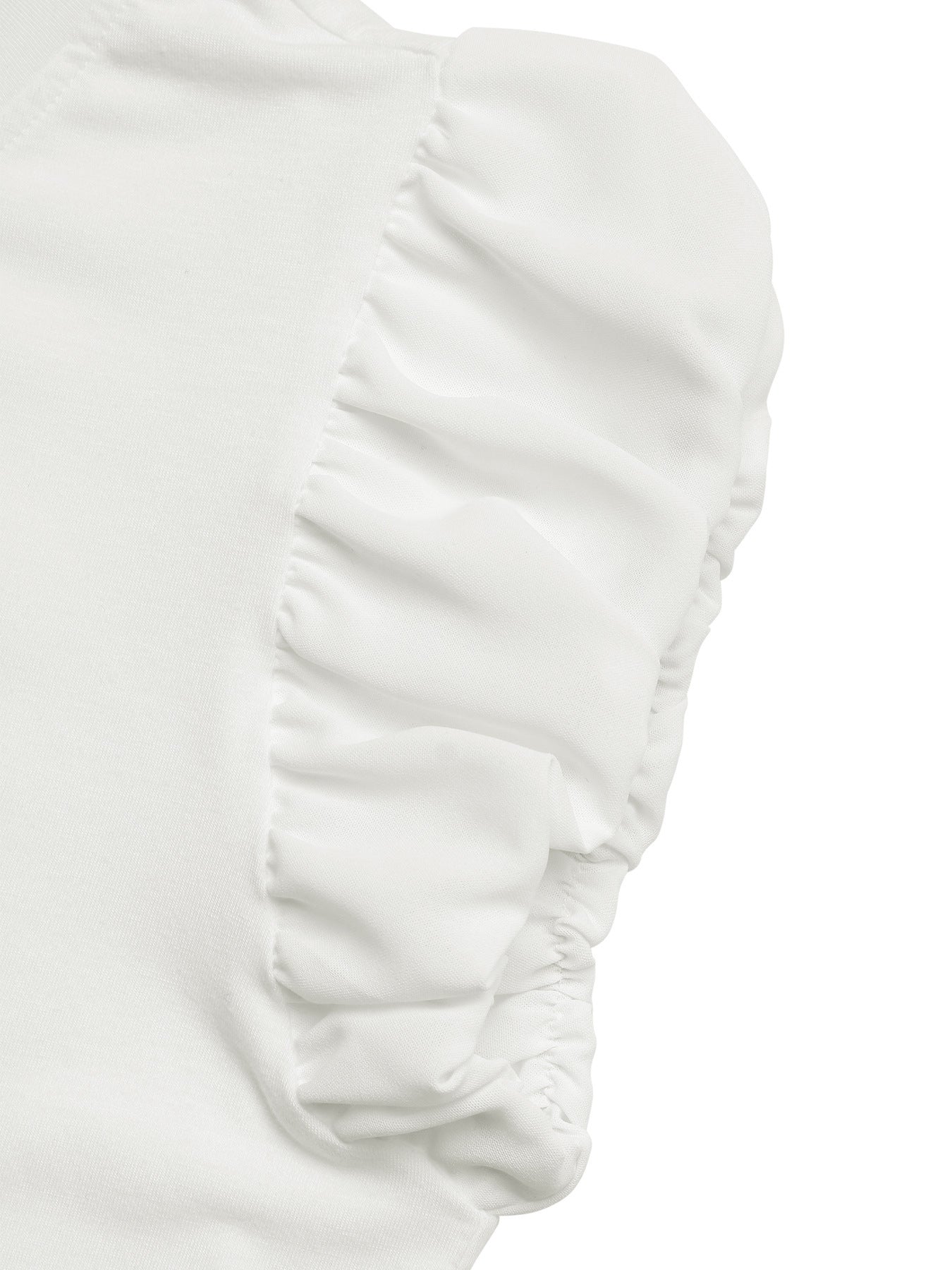 Summer Casual Bow round Neck Pullover Top Beaded Puff Sleeve T shirt for Women