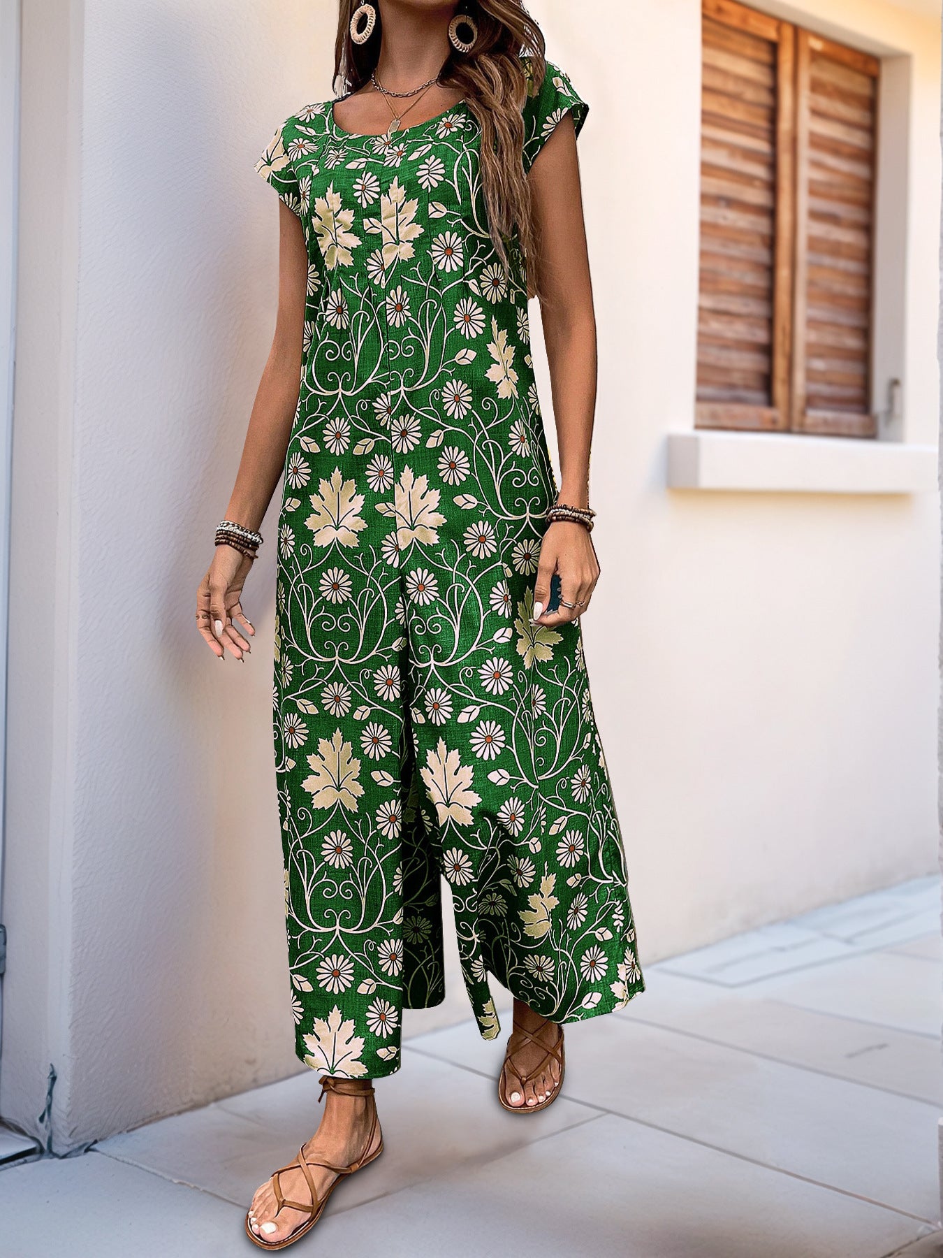 Summer Jumpsuit Printed Wide Leg Jumpsuit