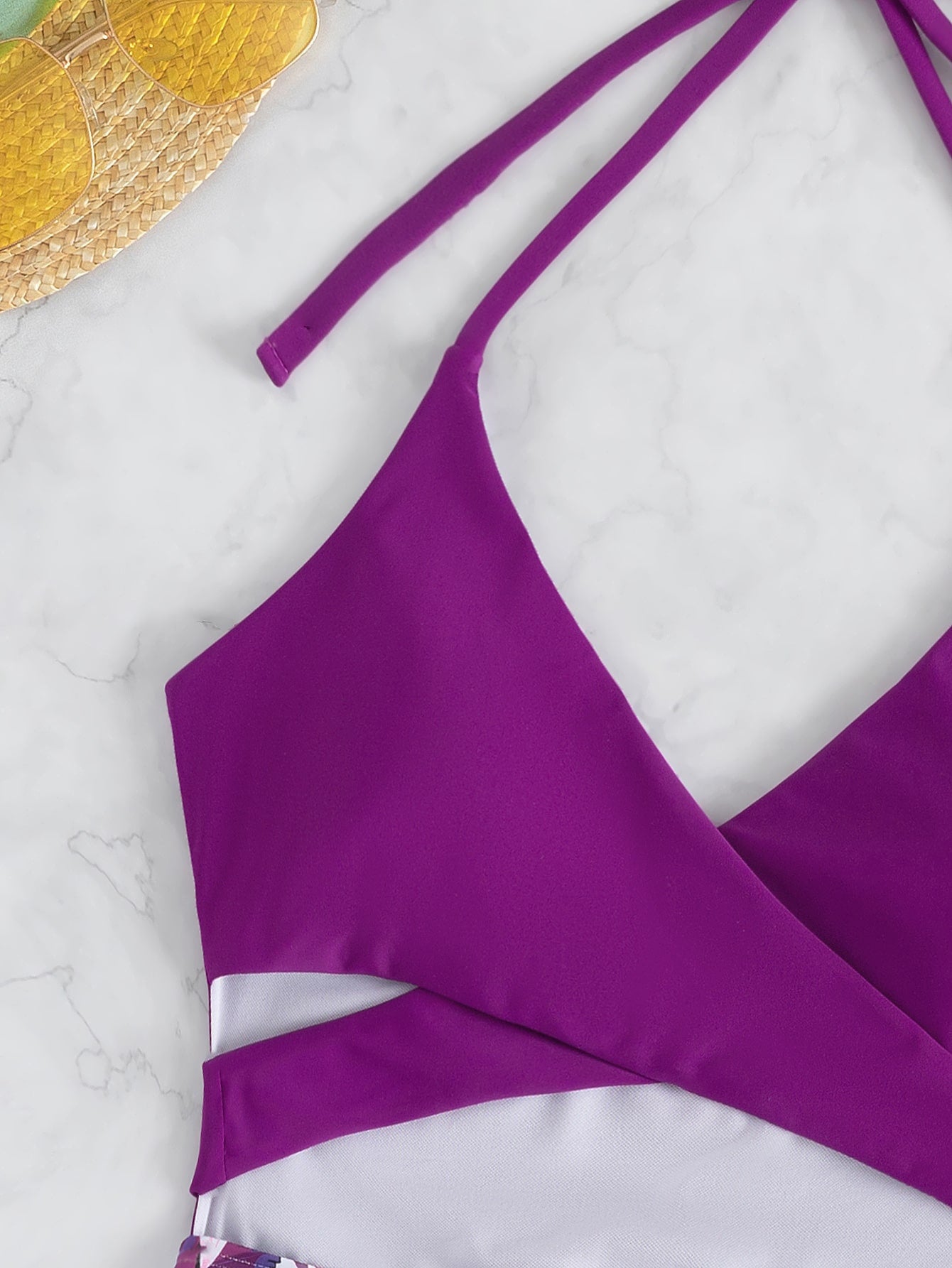 Swimsuit Women Triangle One Piece Lace Printing Bikini Swimsuit Crisscross