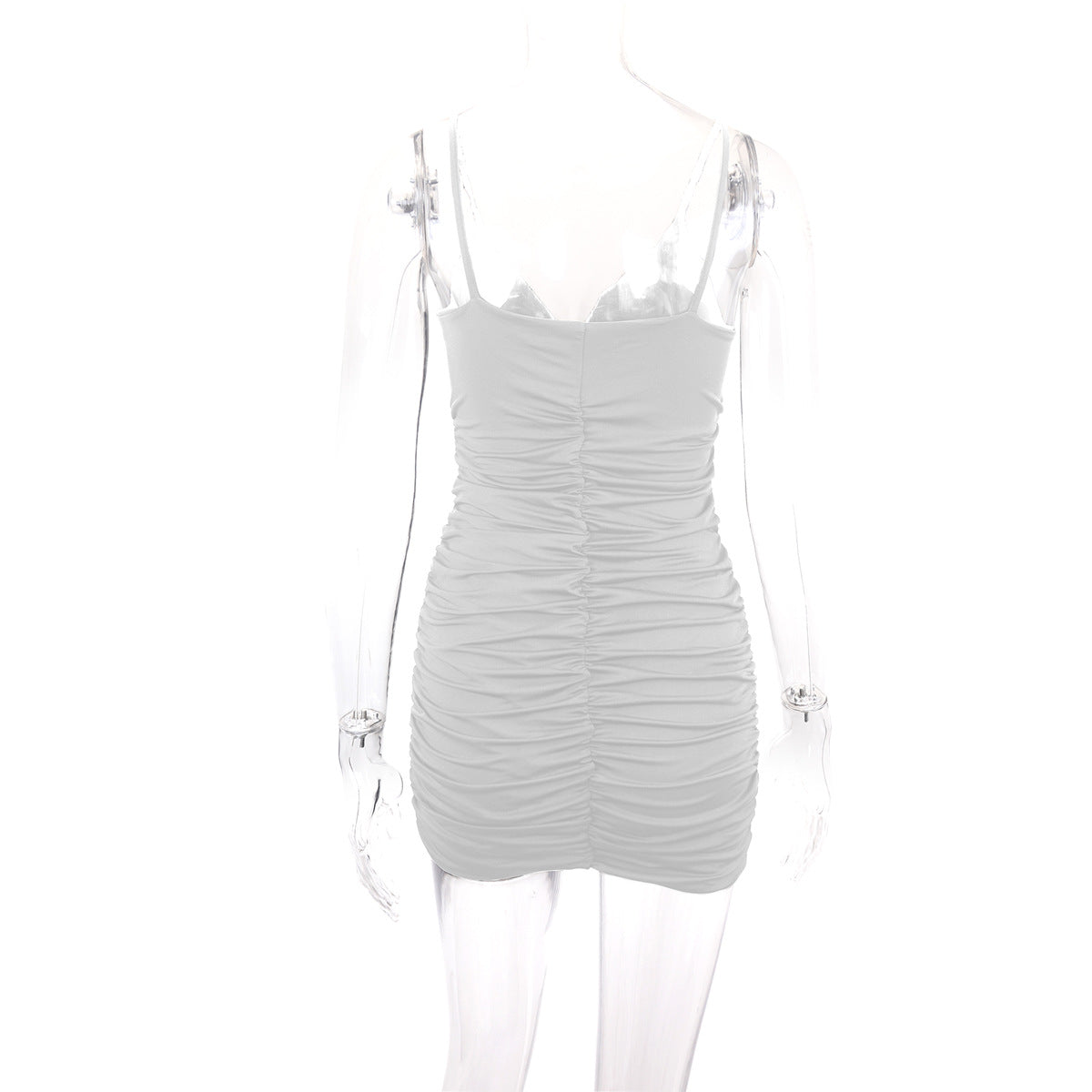 Women Clothing Strap Cross Pleated Sexy Dress