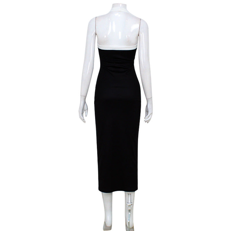 Sexy Sleeveless Halter Slim Print Dress Maxi Dress Women