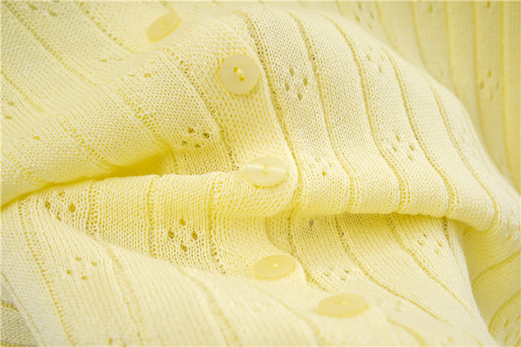 Hollow Out Cutout out Crocheted Lace Knitted Cardigan Women Summer Thin Slub Linen Sun Protection Shirt Top