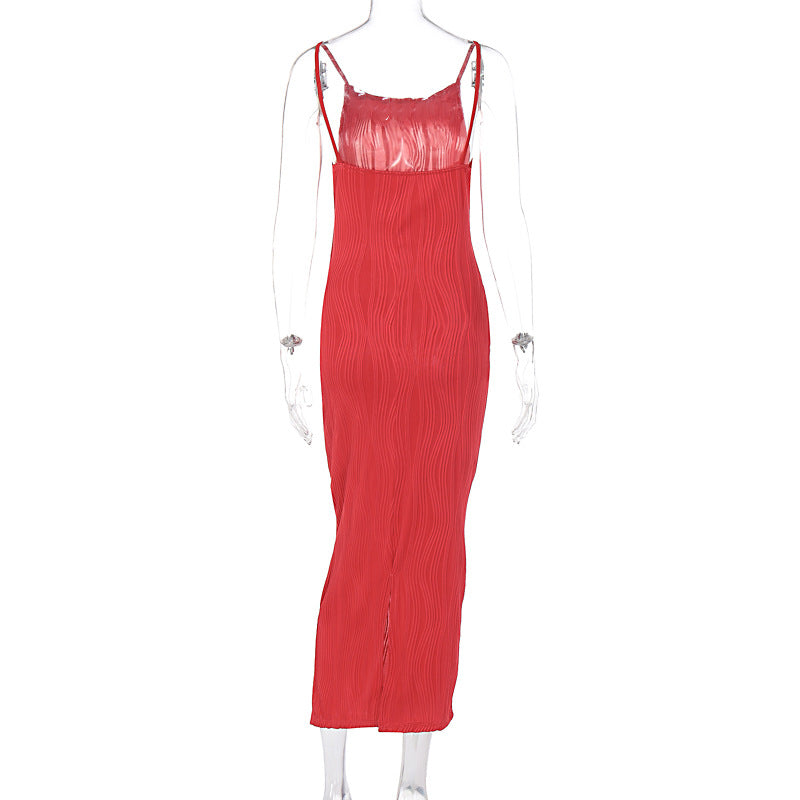 Summer Three Dimensional Line Sexy Sling Slim Fit Dress Women Clothing