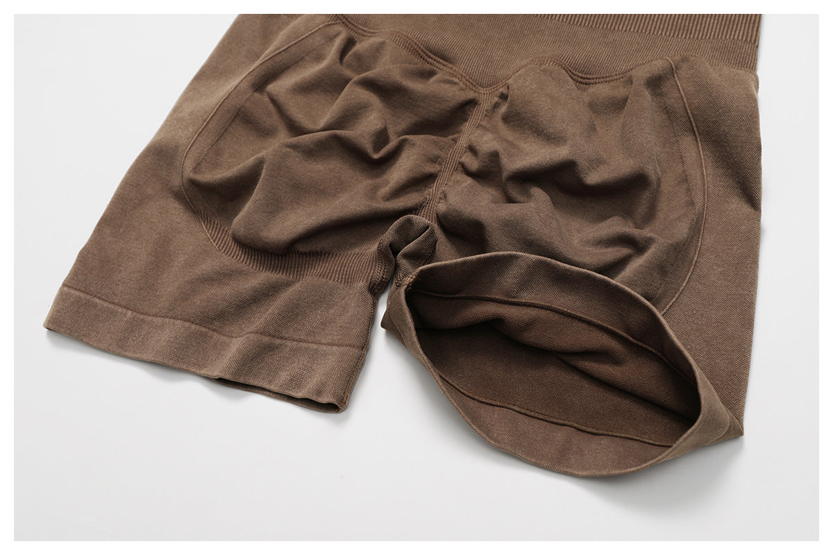 Seamless Stone Washed Yoga Shorts High Waist Hip Lift Shorts Skinny Running Sports Fitness Yoga Pants Women