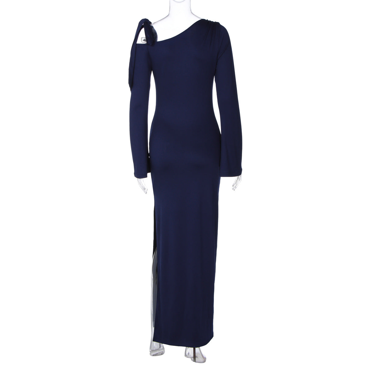 Women Clothing Autumn Sexy off Shoulder Waist Split Long Sleeve Dress Women