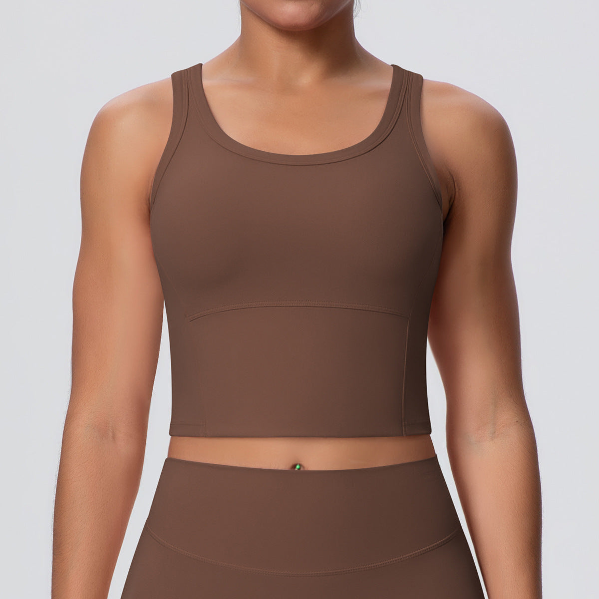 Solid Color Nude Feel Skin Friendly Yoga Jacket with Chest Pad Workout Bra Beauty Back Fitness Vest Sports Underwear for Women