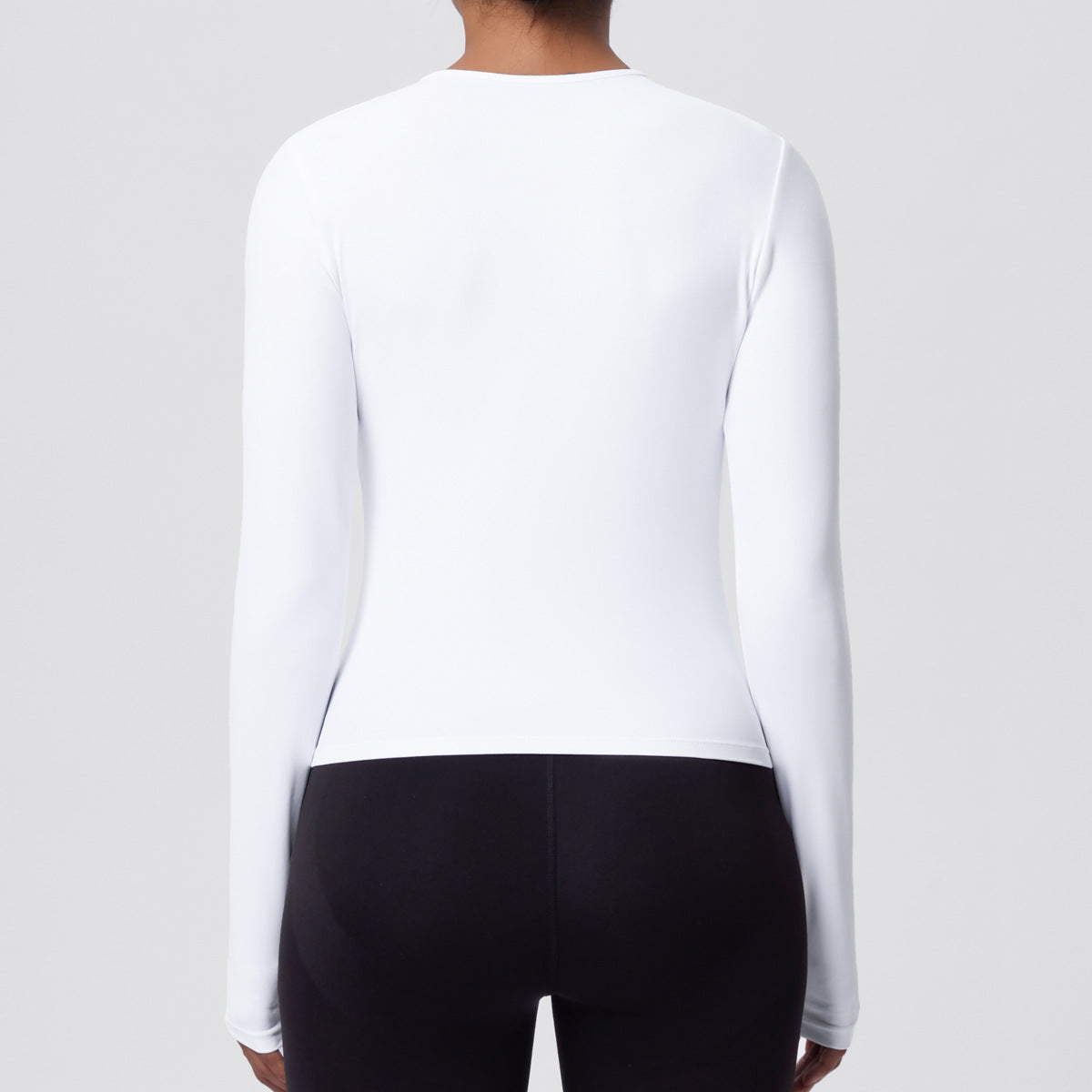Casual Solid Color Sports Long Sleeve Waist Slim Fit Breathable Yoga T shirt Running Training Nude Feel Workout Top