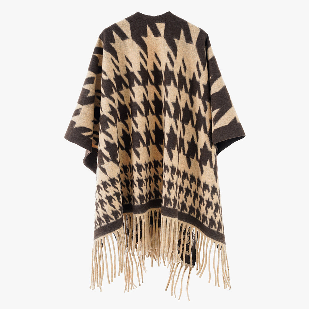 Women Autumn Winter Thickened Cape Coat Split Shawl