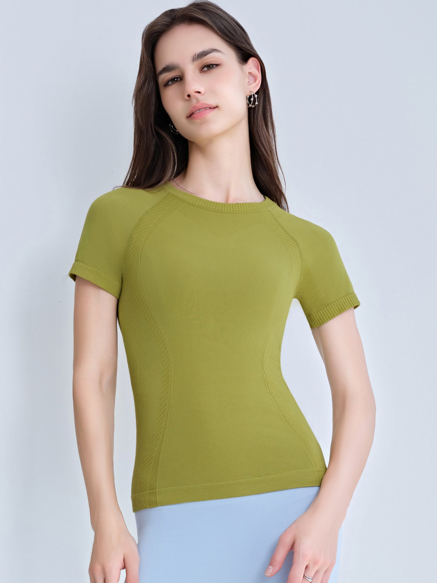 Spring Summer 3D Seamless Weaving Texture Sports Yoga Training Fitness Tight Short Sleeve Yoga T shirt Top