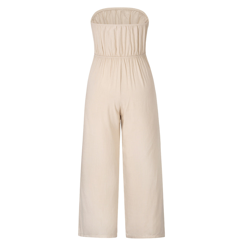 Casual Fashion Set Sexy Backless Slim Fit Jumpsuit Straight Leg Trousers Set Spring Summer New