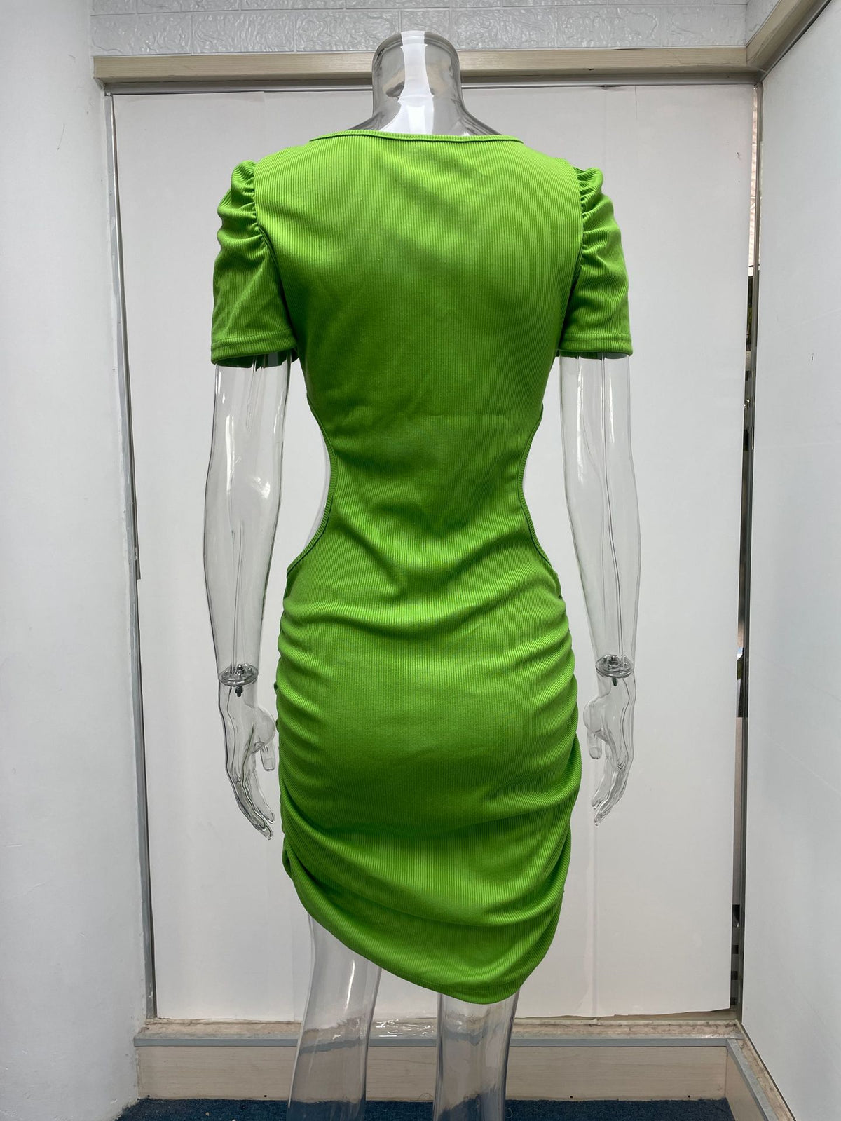 Blue Dress Women Short Sleeved Sheath Skinny Short