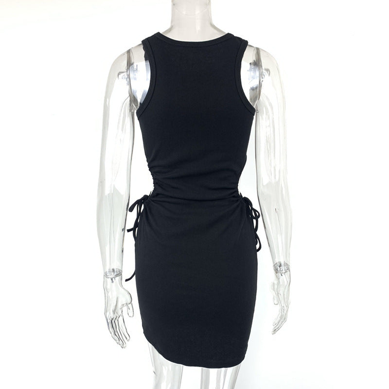 Summer Women Clothing Sexy Slim Fit Hip dress Hollow Out Cutout Out Pleating Cropped Outfit Slimming Dress