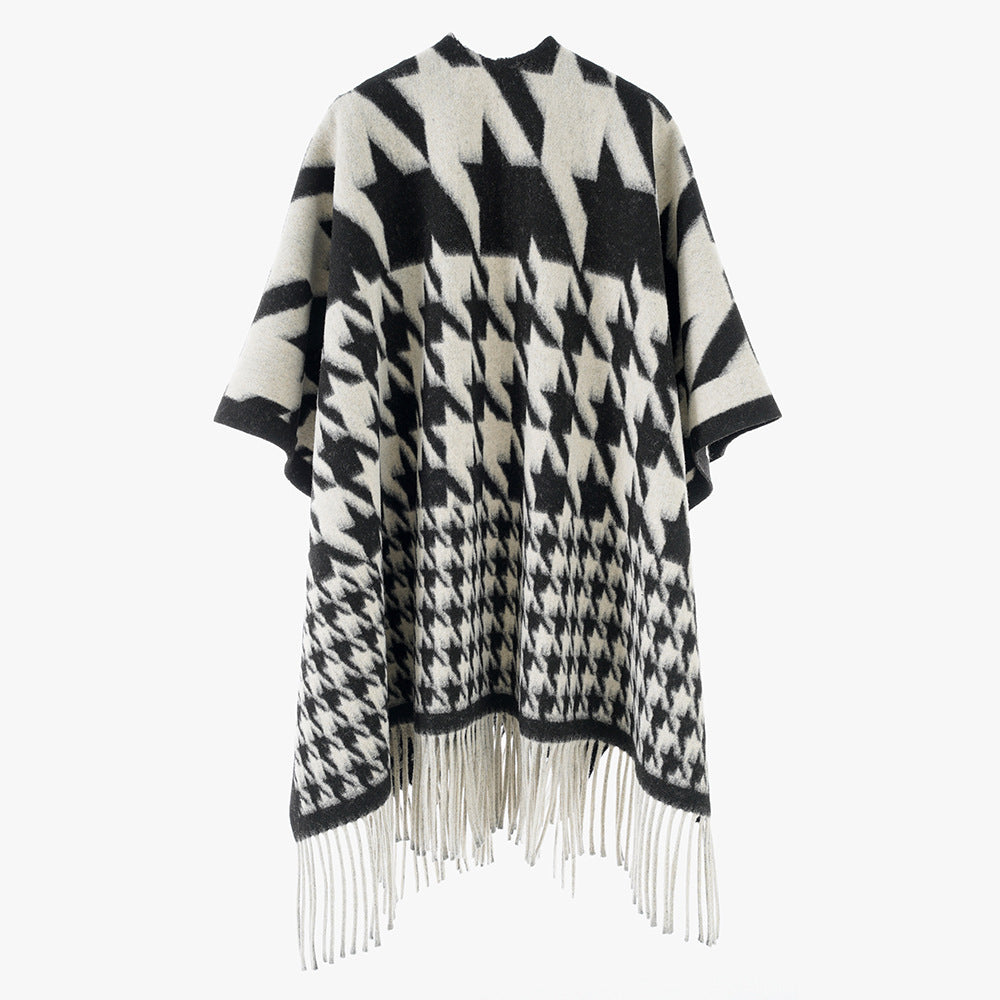 Women Autumn Winter Thickened Cape Coat Split Shawl