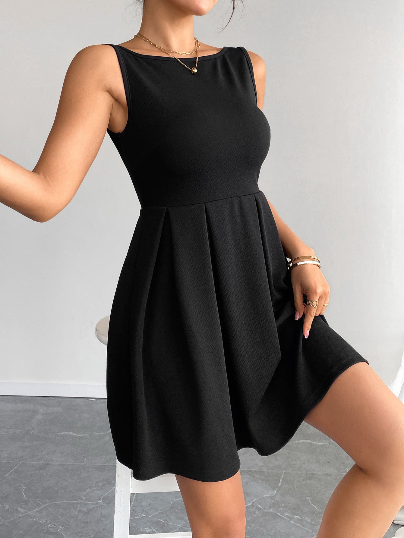 Women All Match Dress Summer Sexy Backless Casual High Waist Dress
