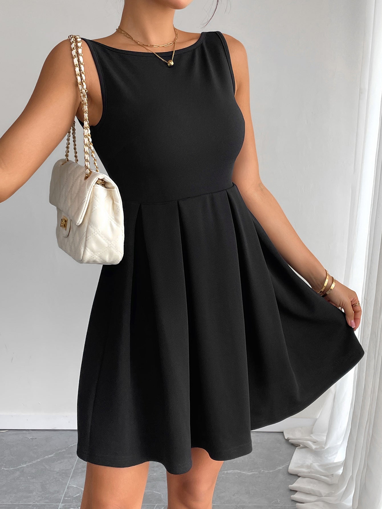 Women All Match Dress Summer Sexy Backless Casual High Waist Dress