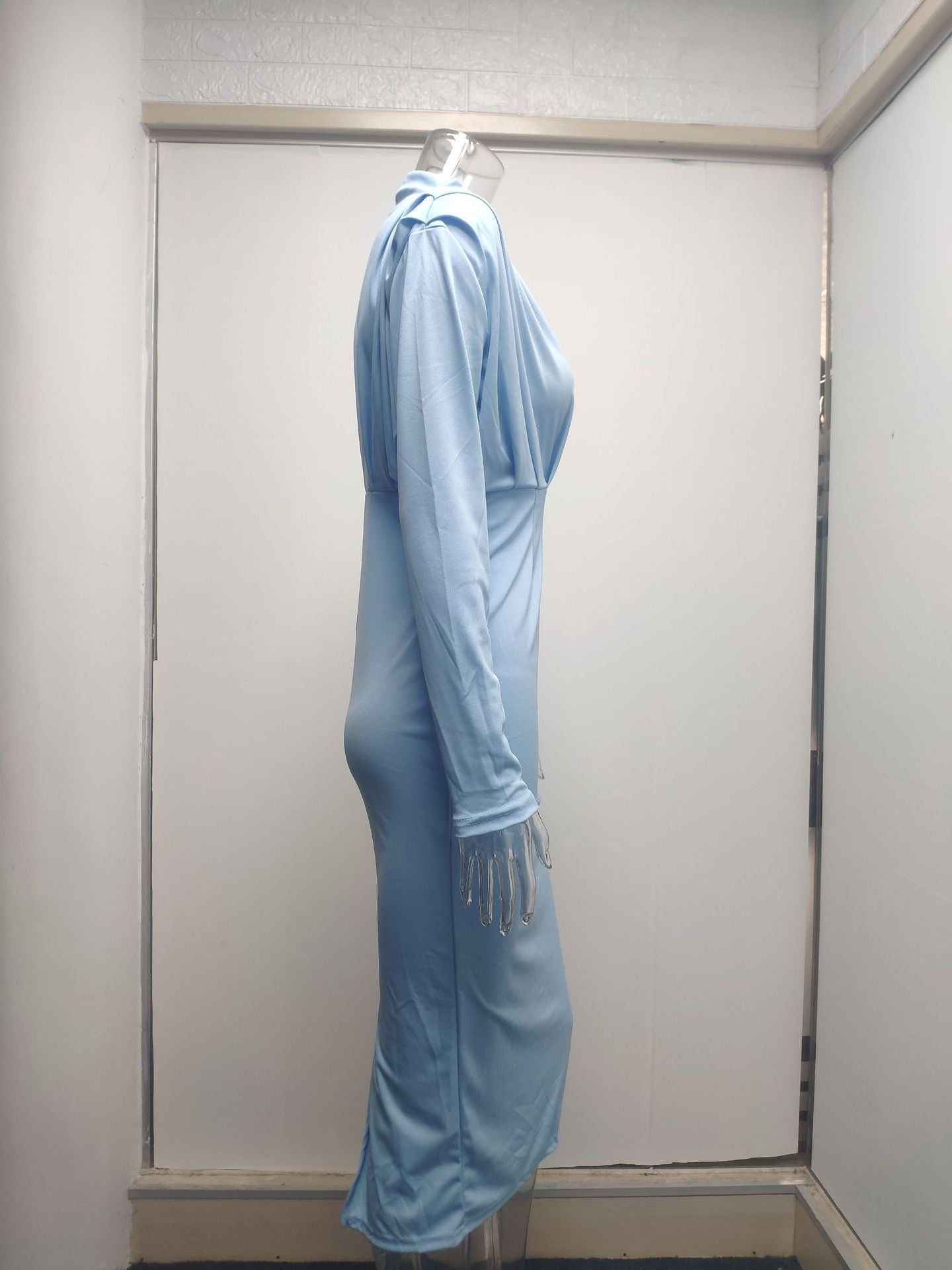 Autumn Waist-Controlled Western Solid Color Long Sleeve Dress