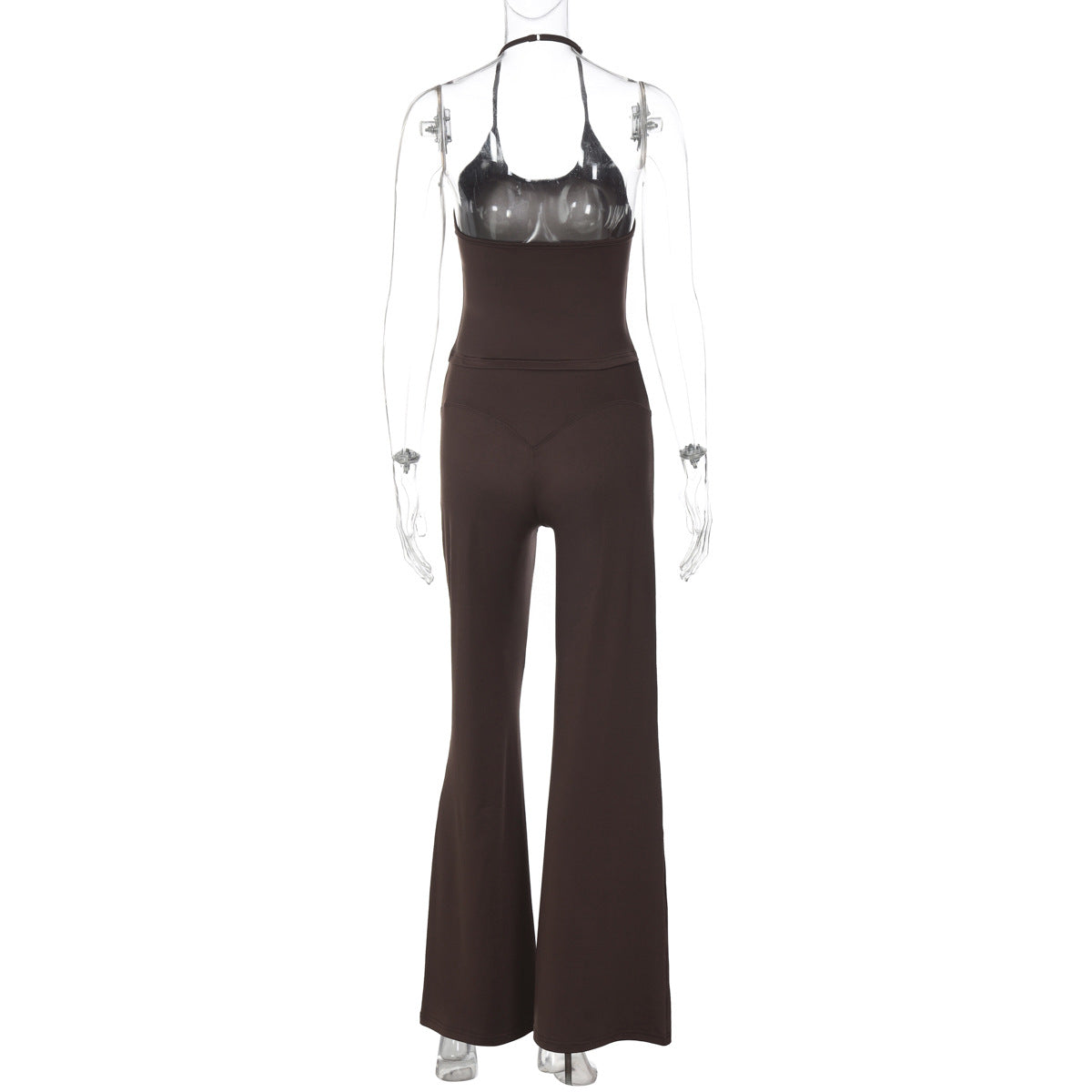 Women Clothing Autumn Backless Small Vest Slim Solid Color Casual Leggings Two Piece Sets
