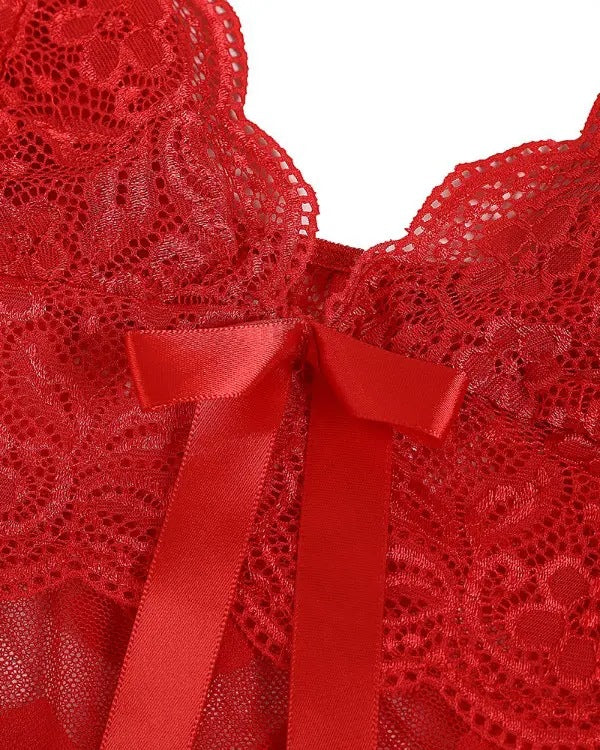 Sexy Lace Seduction Transparent Heart Printing Mesh Camisole Sexy Lingerie