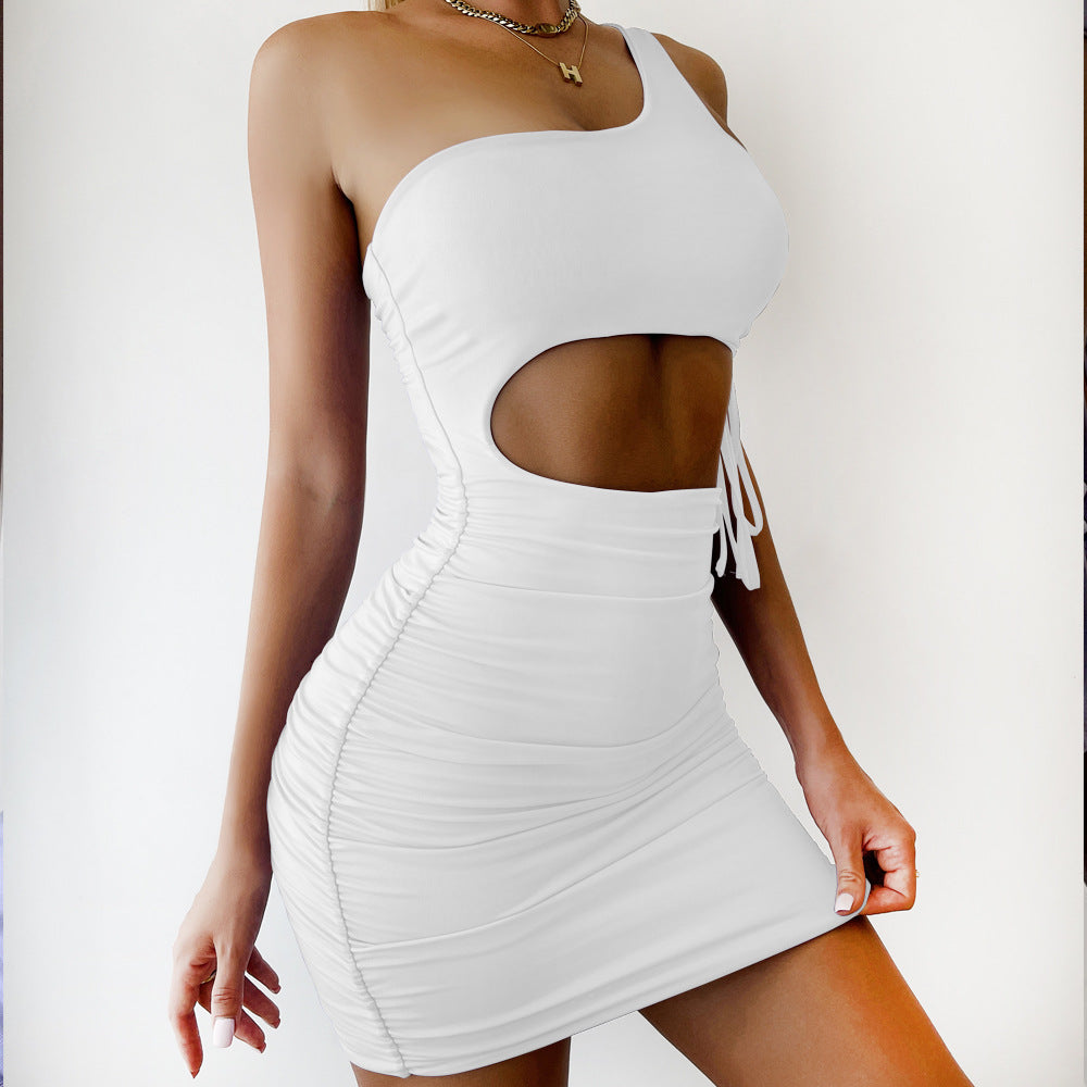 Women Clothing Sexy Hollowed out Ruffle Hip Dress