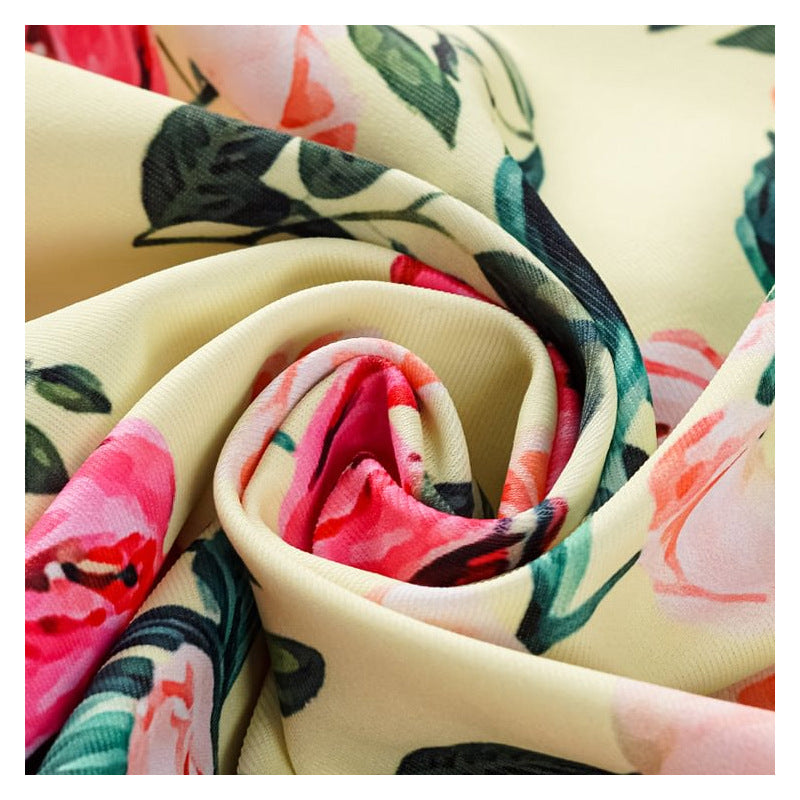 Vintage Floral Strap Hollow Out Cutout out Swimsuit Women Dress